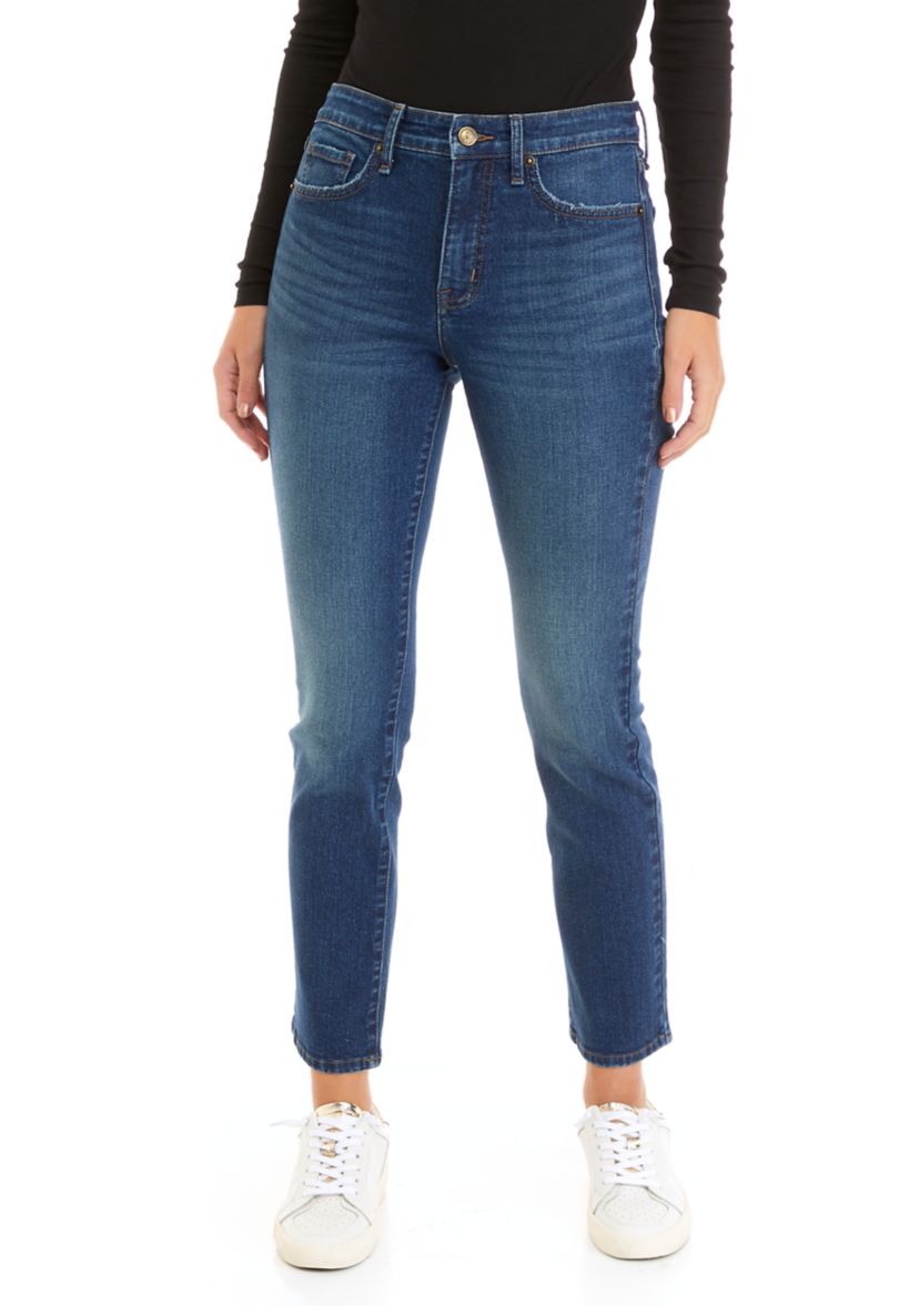 Womens High Rise Slim Straight Jeans