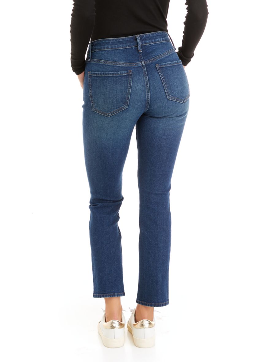 Womens High Rise Slim Straight Jeans