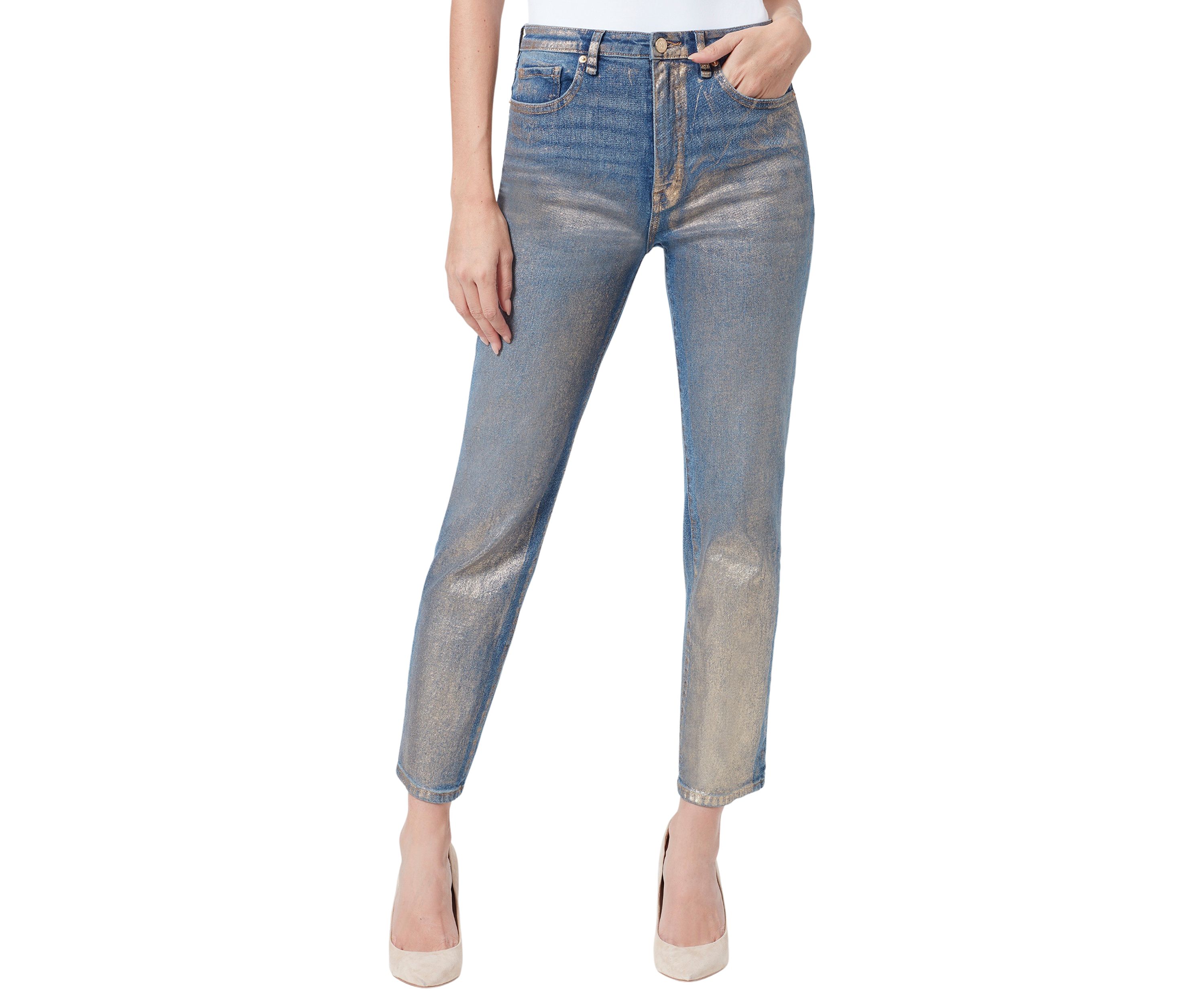 Womens High Rise Slim Straight Jeans