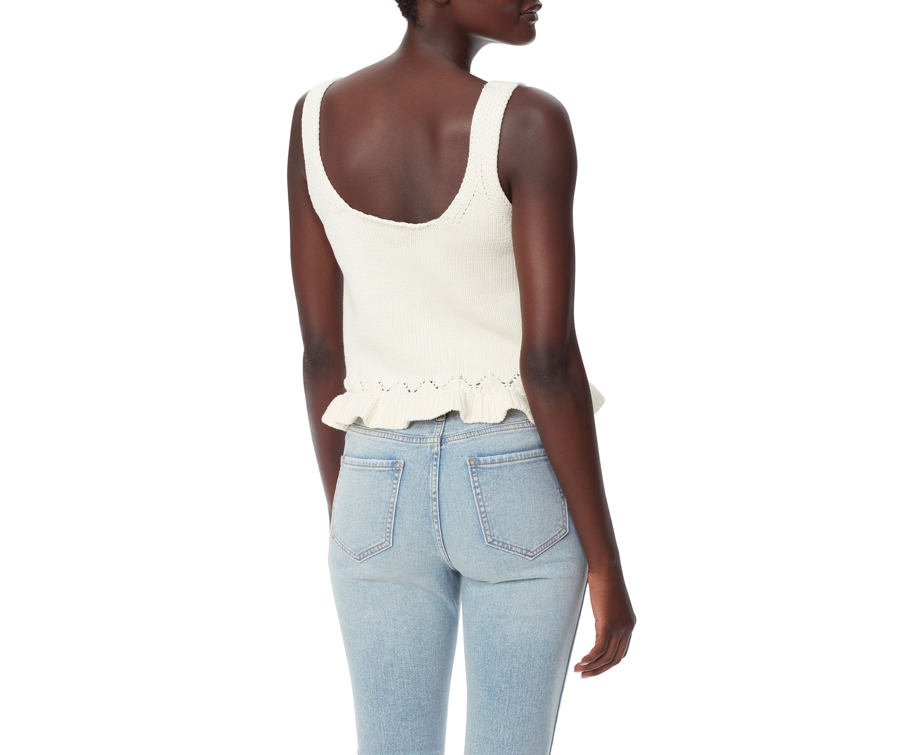 Womens Inez Sleeveless Ruffle Crop Top