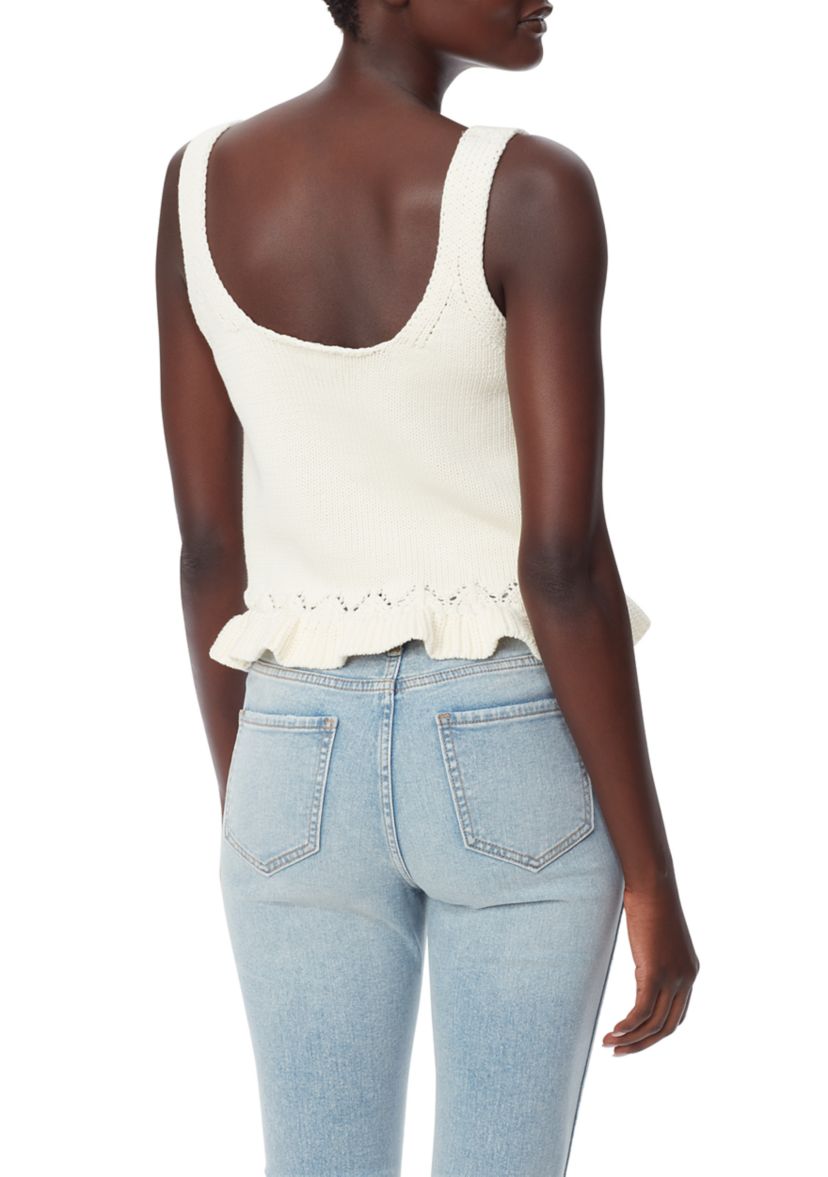 Womens Inez Sleeveless Ruffle Crop Top