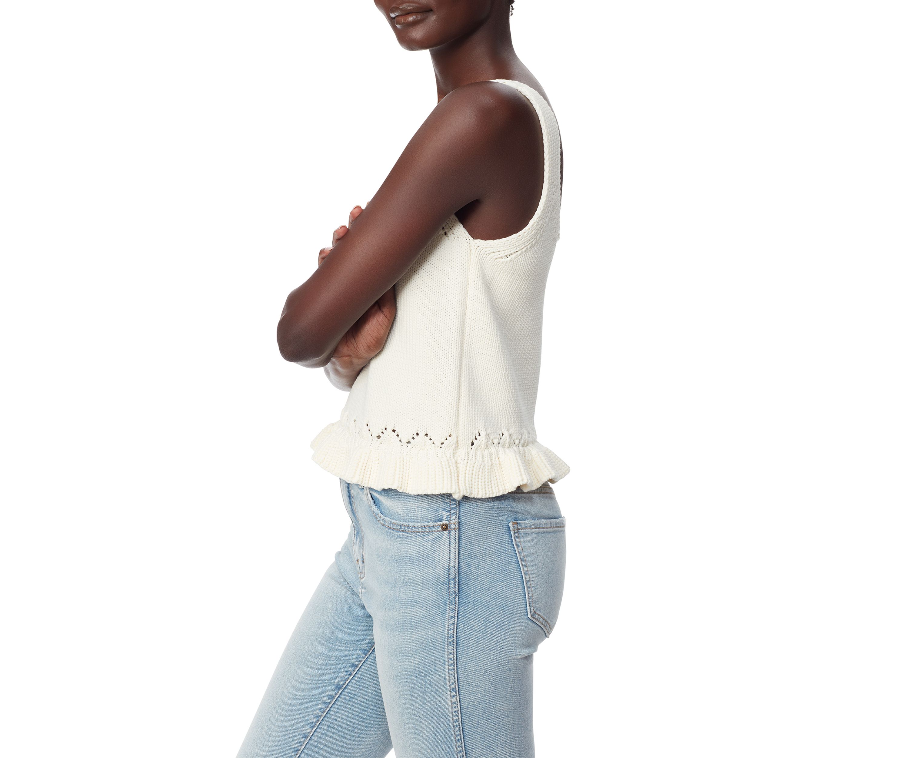 Womens Inez Sleeveless Ruffle Crop Top