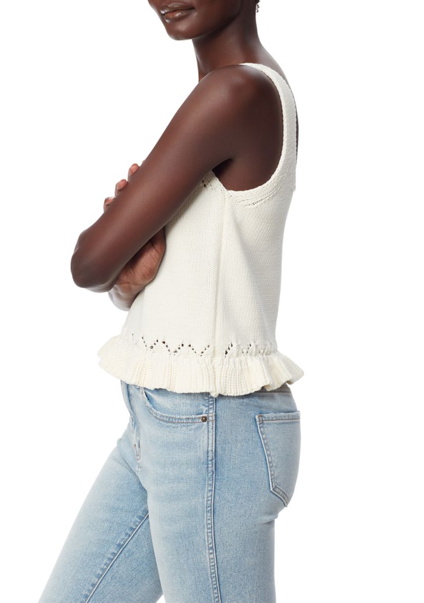 Womens Inez Sleeveless Ruffle Crop Top