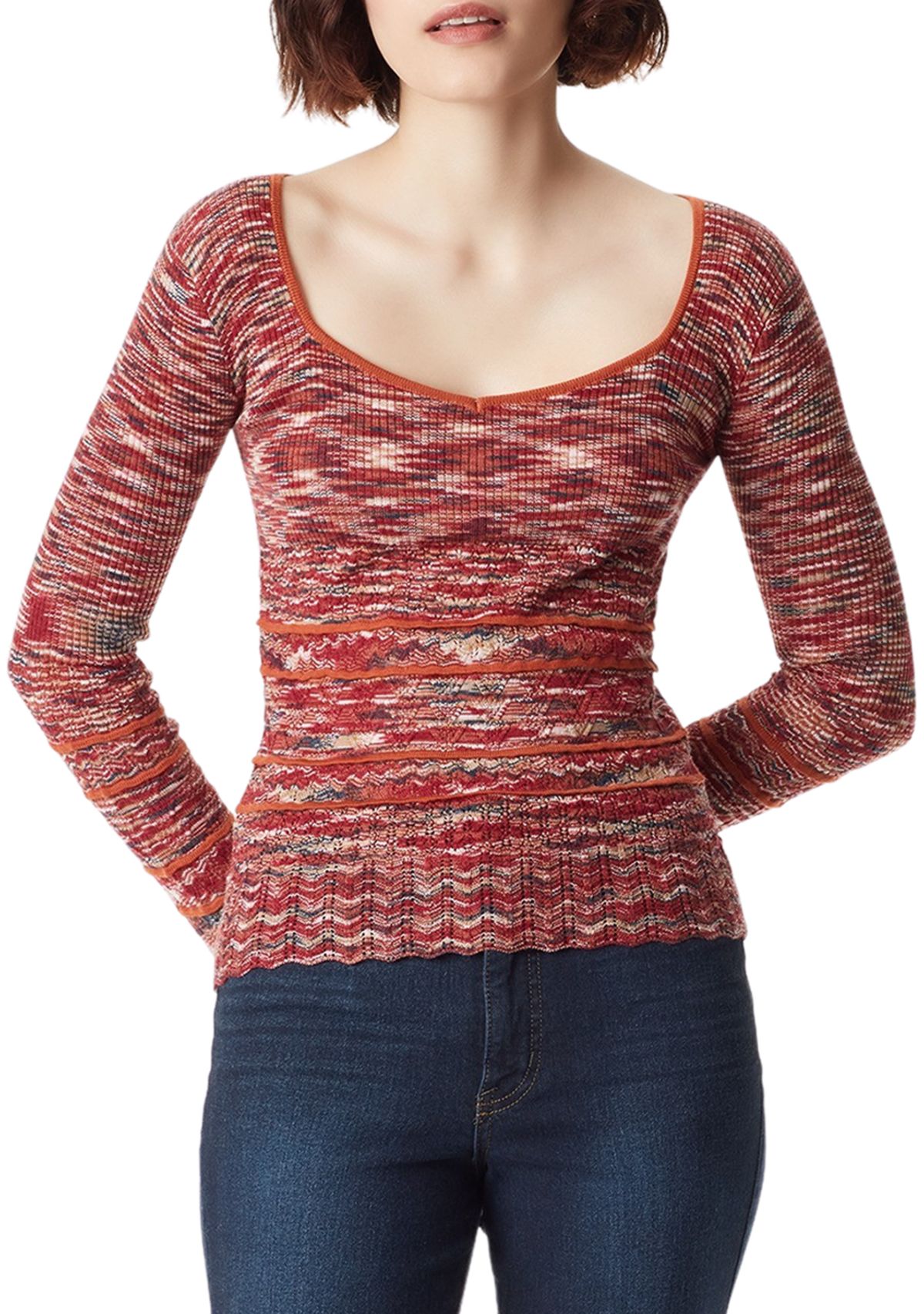 Womens Long Sleeve Space Dye Sweater 