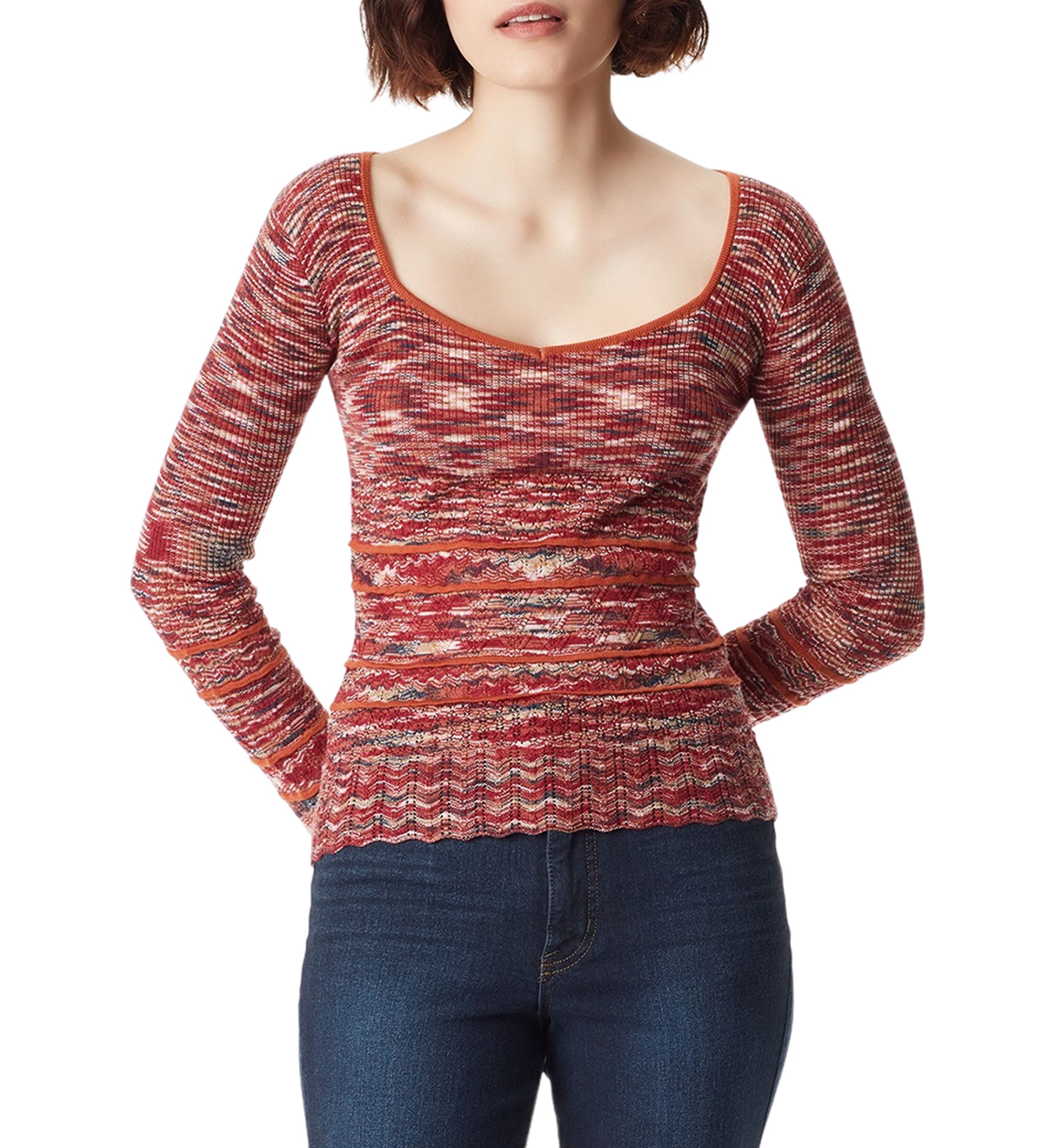 Womens Long Sleeve Space Dye Sweater 