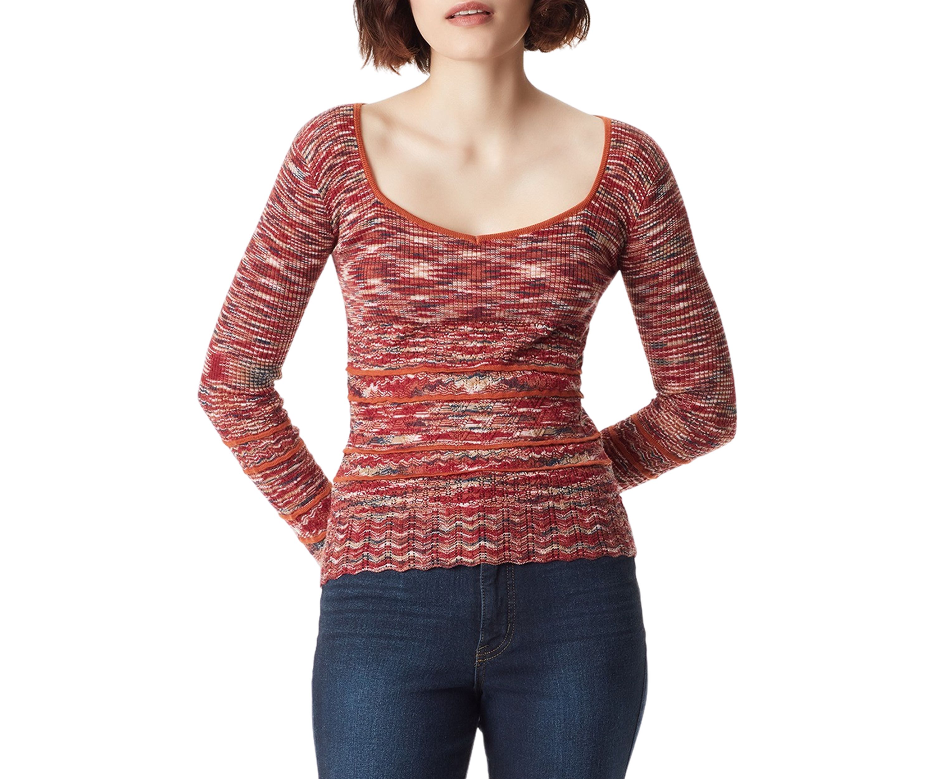 Womens Long Sleeve Space Dye Sweater 