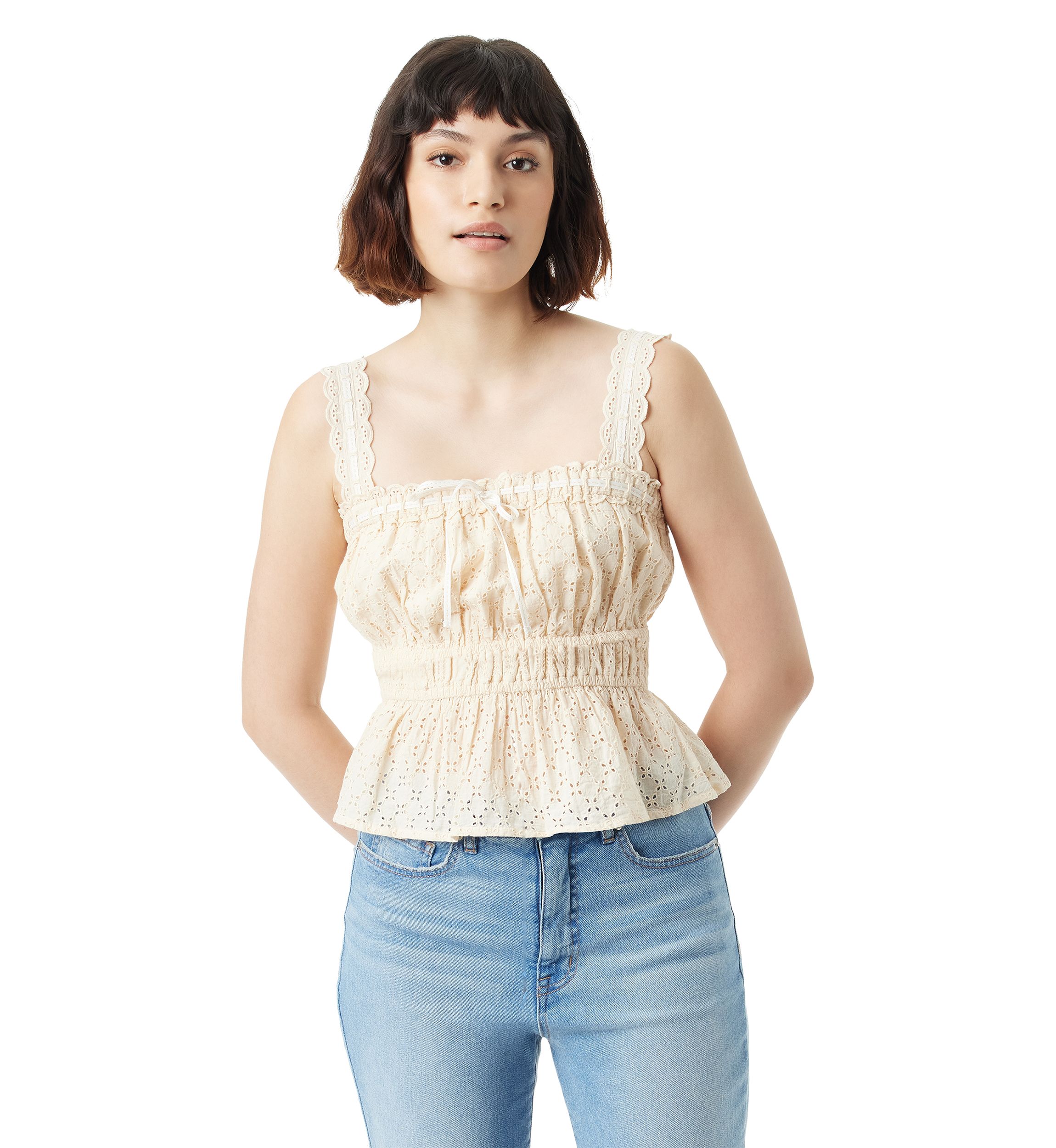 Womens Doria Lace Paneled Tank Top