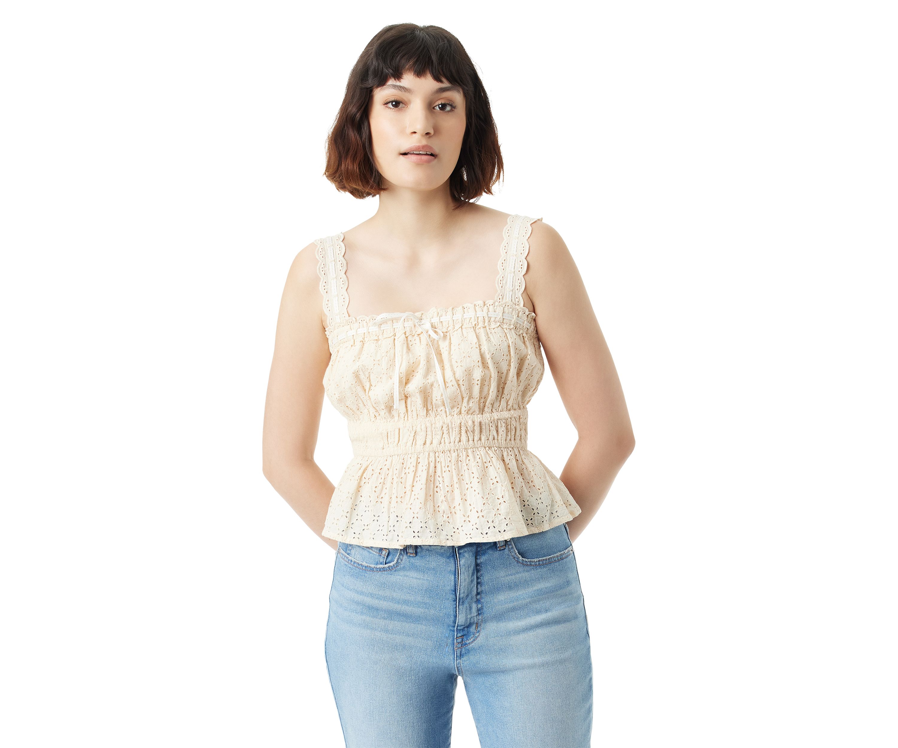 Womens Doria Lace Paneled Tank Top