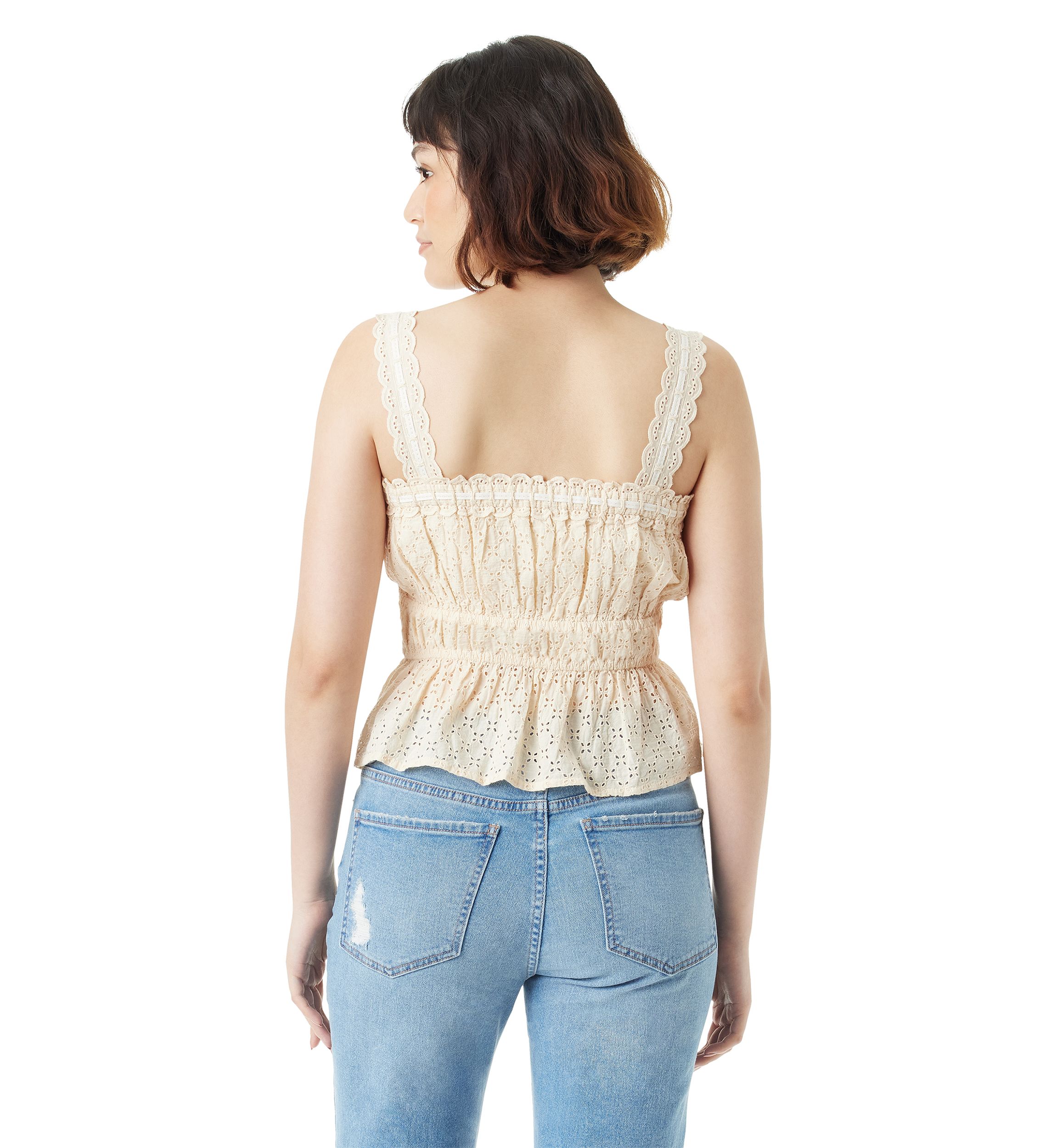 Womens Doria Lace Paneled Tank Top