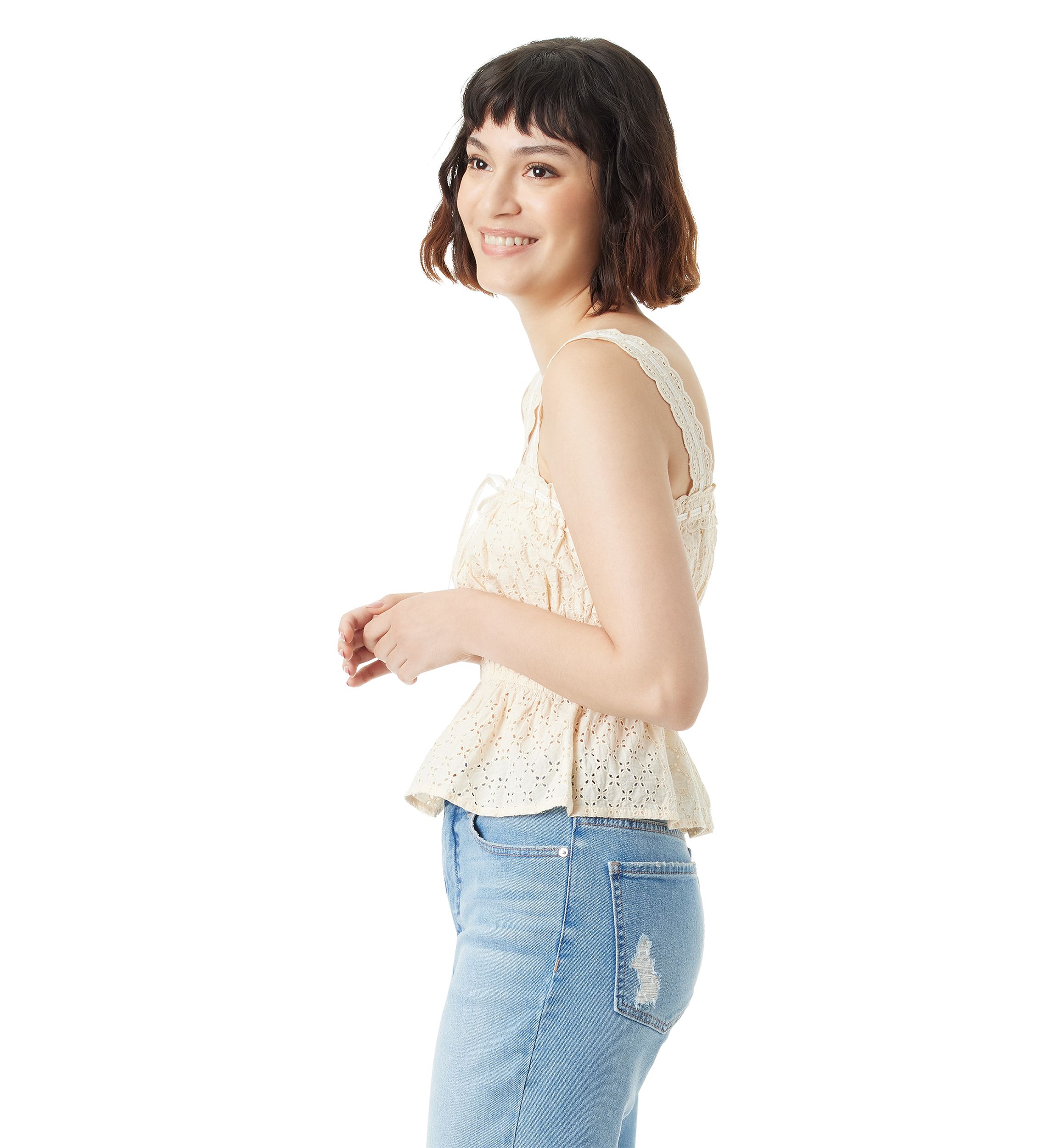 Womens Doria Lace Paneled Tank Top