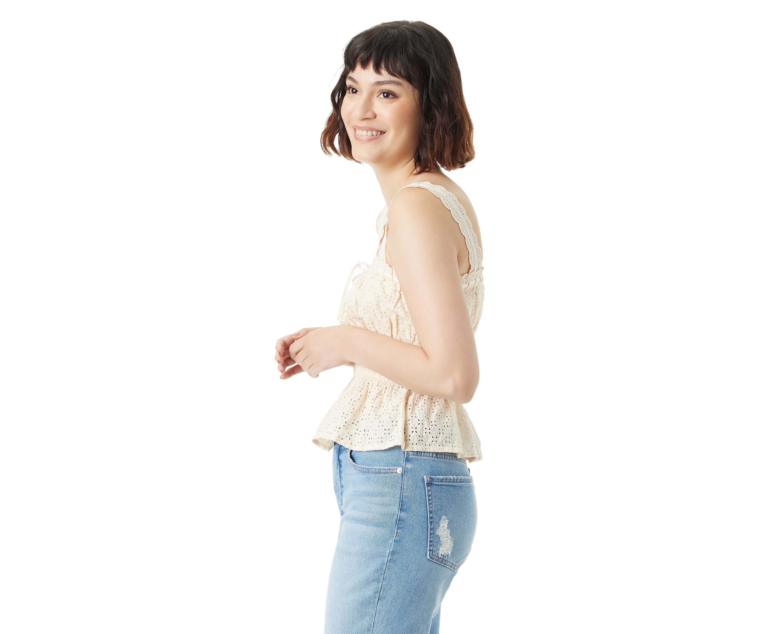 Womens Doria Lace Paneled Tank Top