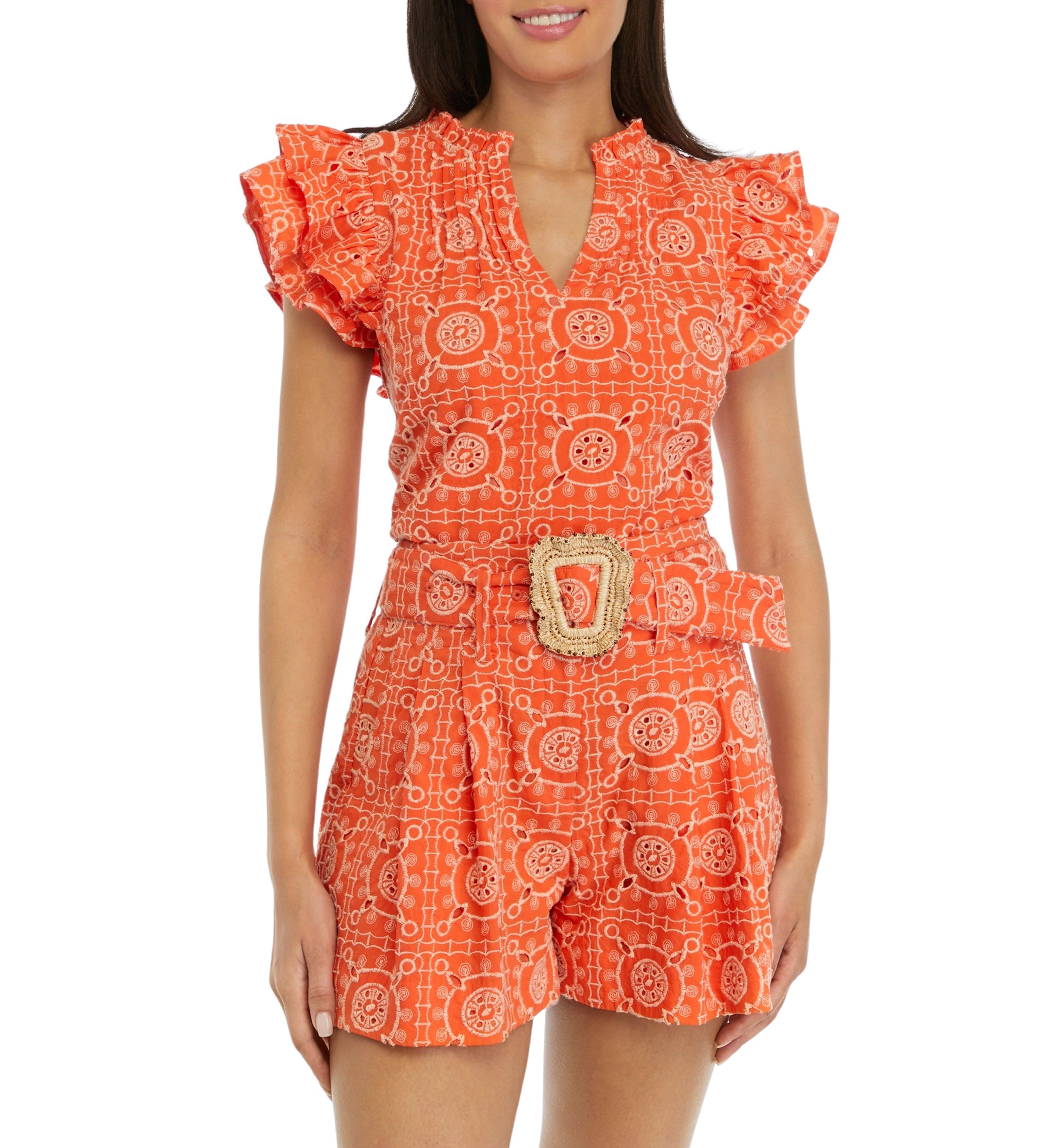 Womens Rey Ruffle Sleeve Blouse