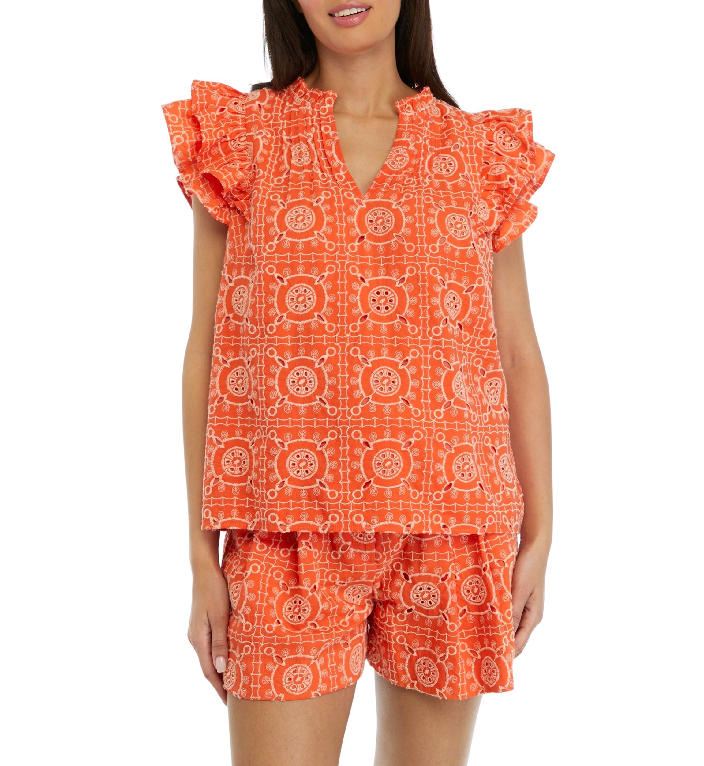 Womens Rey Ruffle Sleeve Blouse