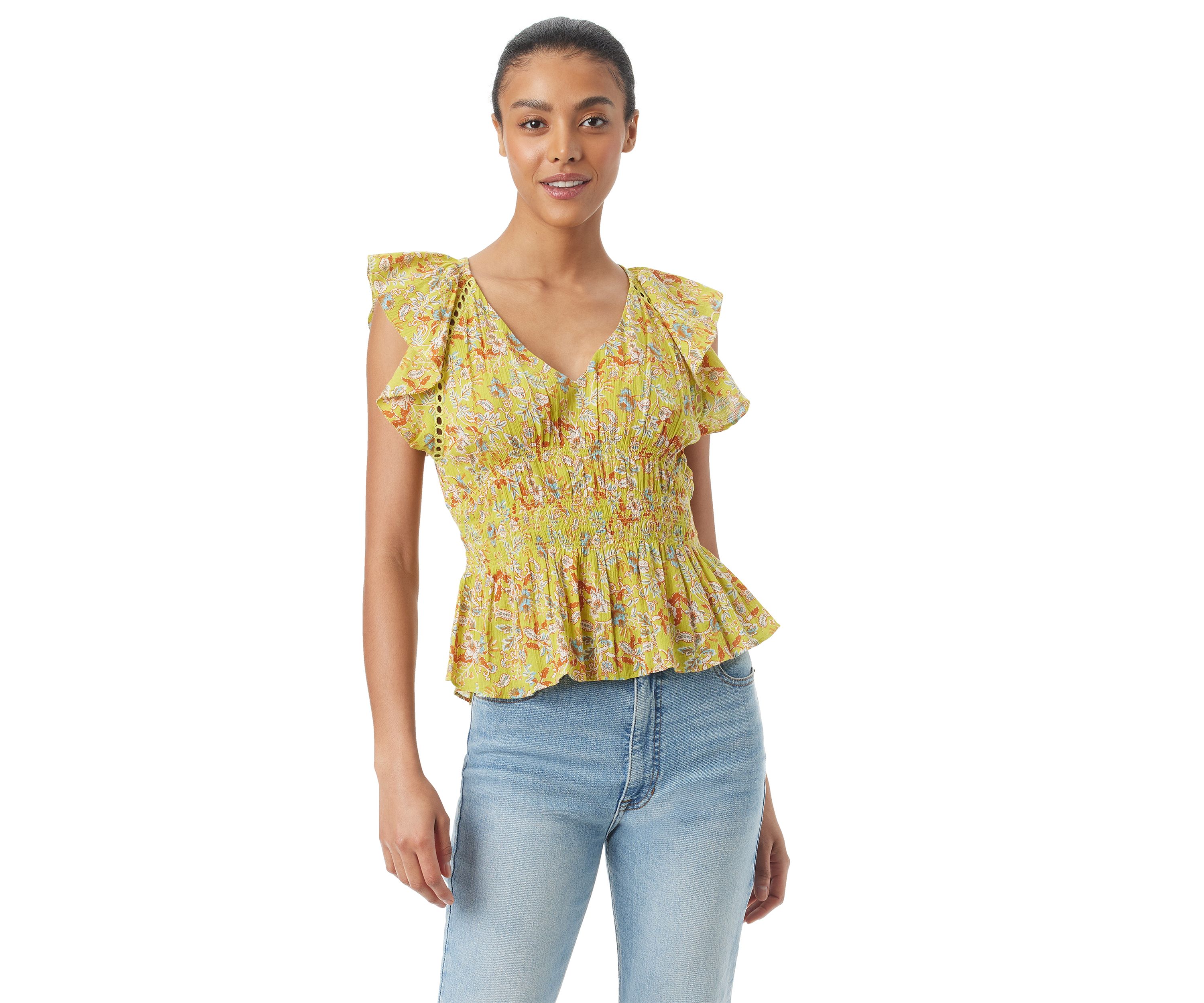 Womens Nyra Smocked Waist Blouse
