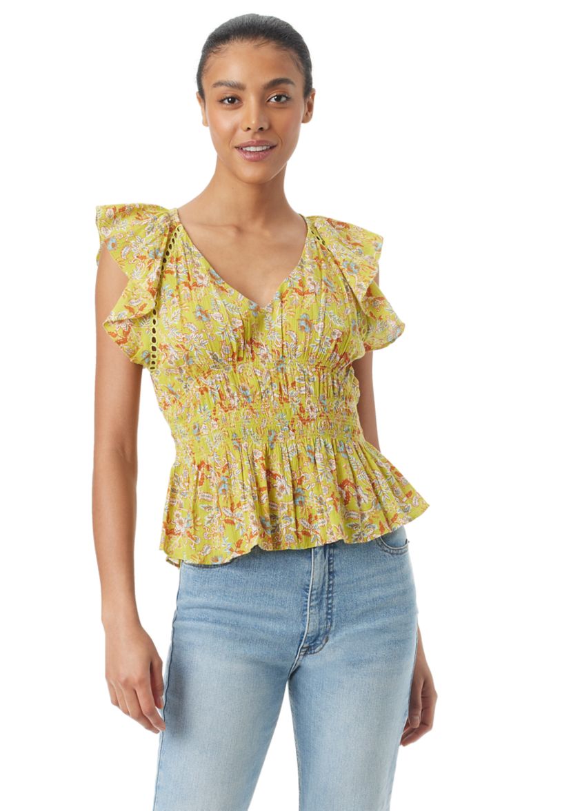 Womens Nyra Smocked Waist Blouse