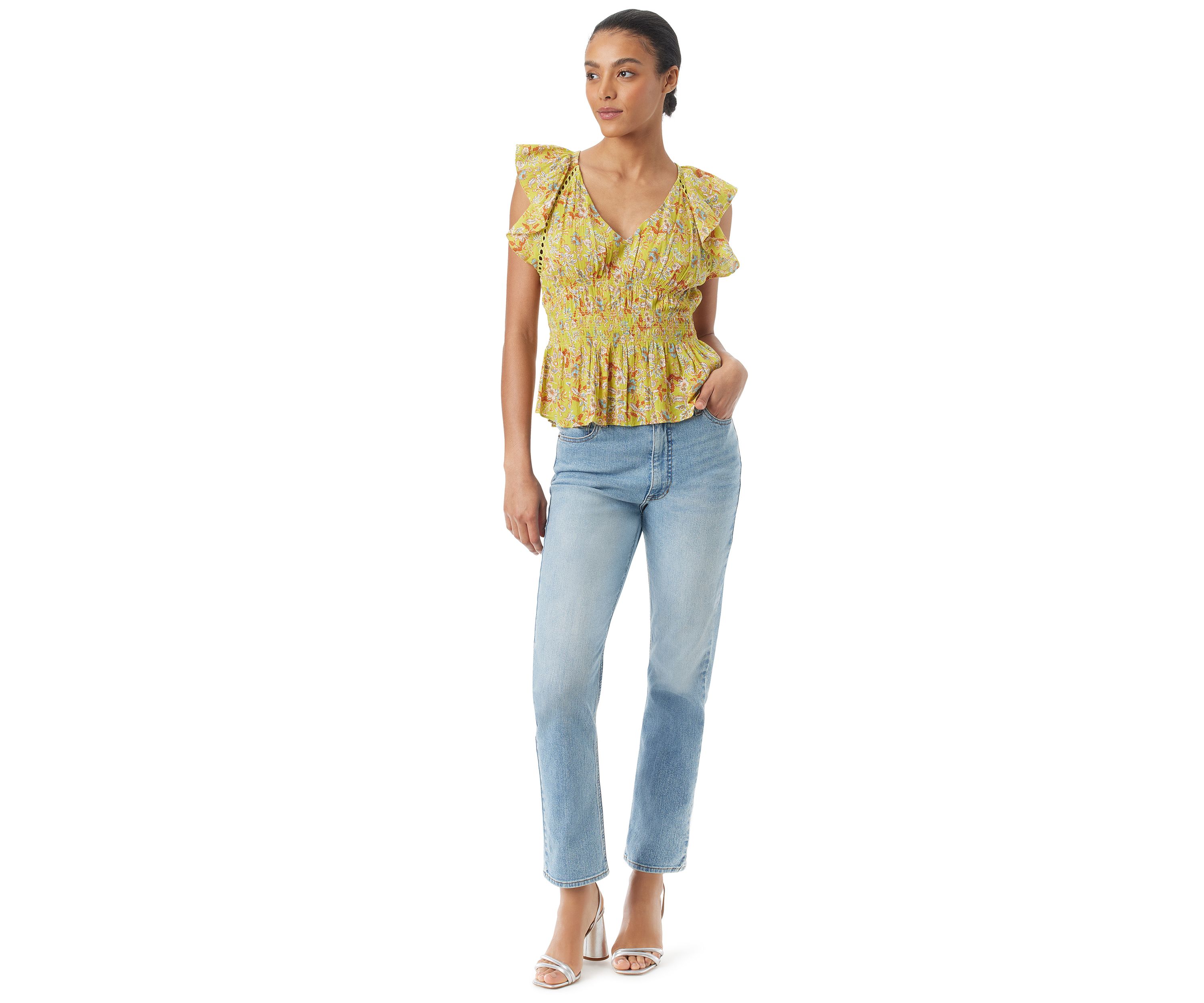 Womens Nyra Smocked Waist Blouse