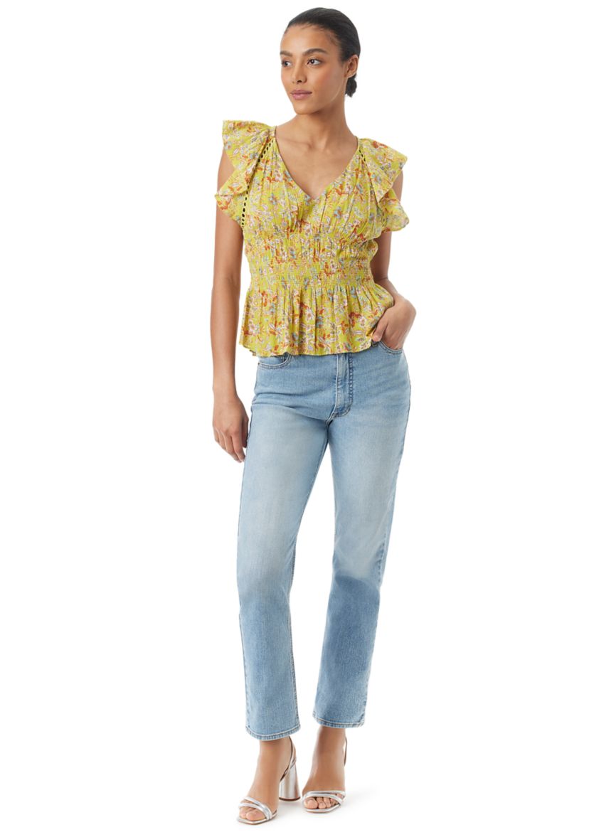 Womens Nyra Smocked Waist Blouse