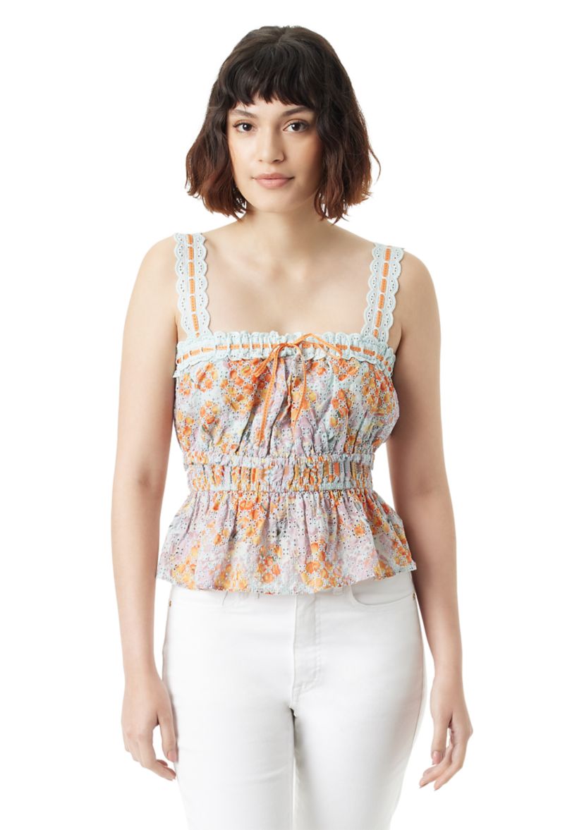 Womens Doria Lace Paneled Tank Top