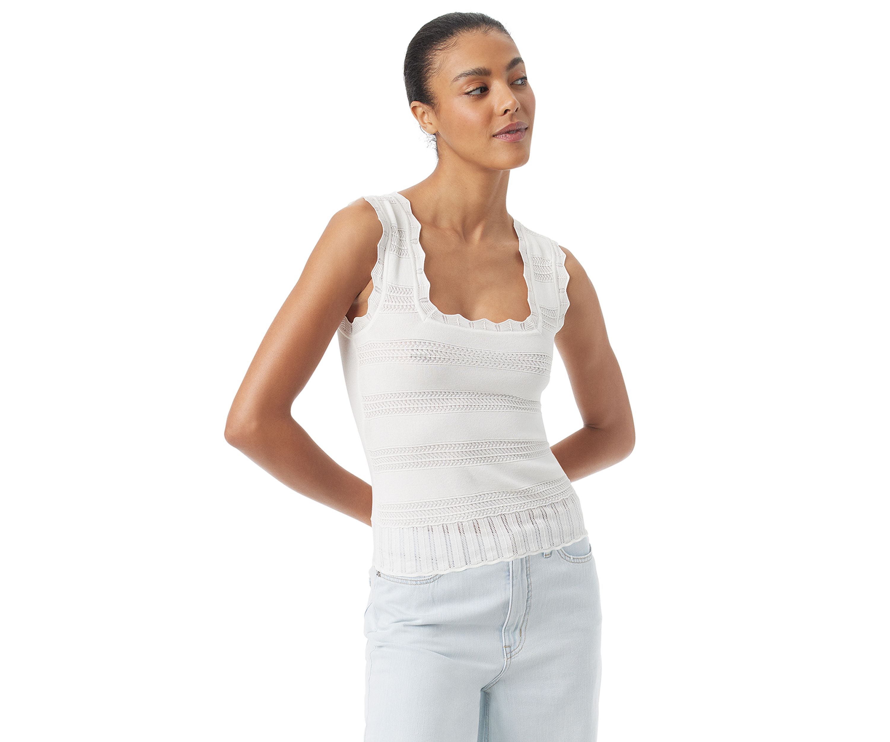 Womens Azariah Pointelle Sweater Knit Tank Top
