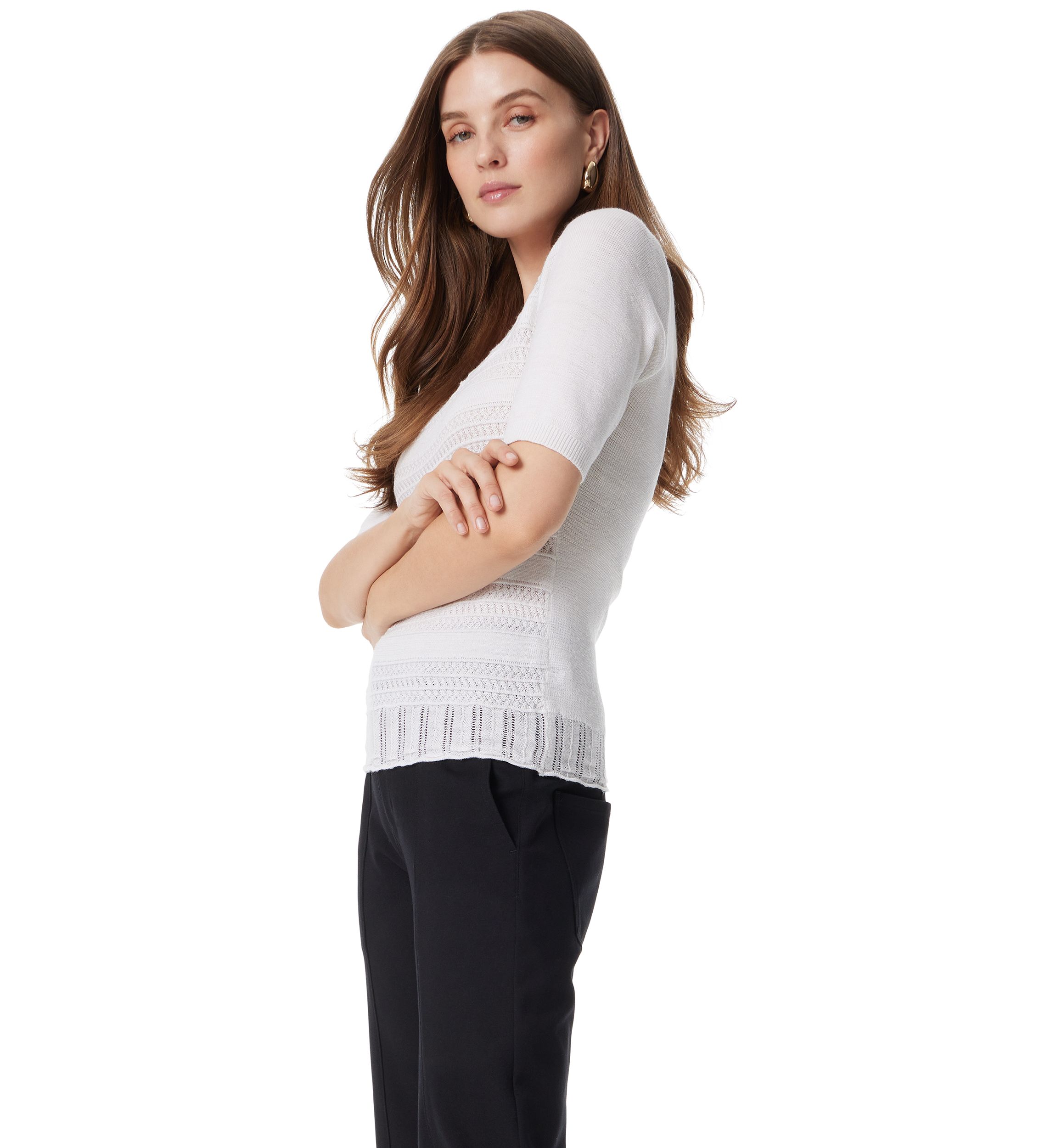 Womens Elbow Sleeve Averie Knit Top 