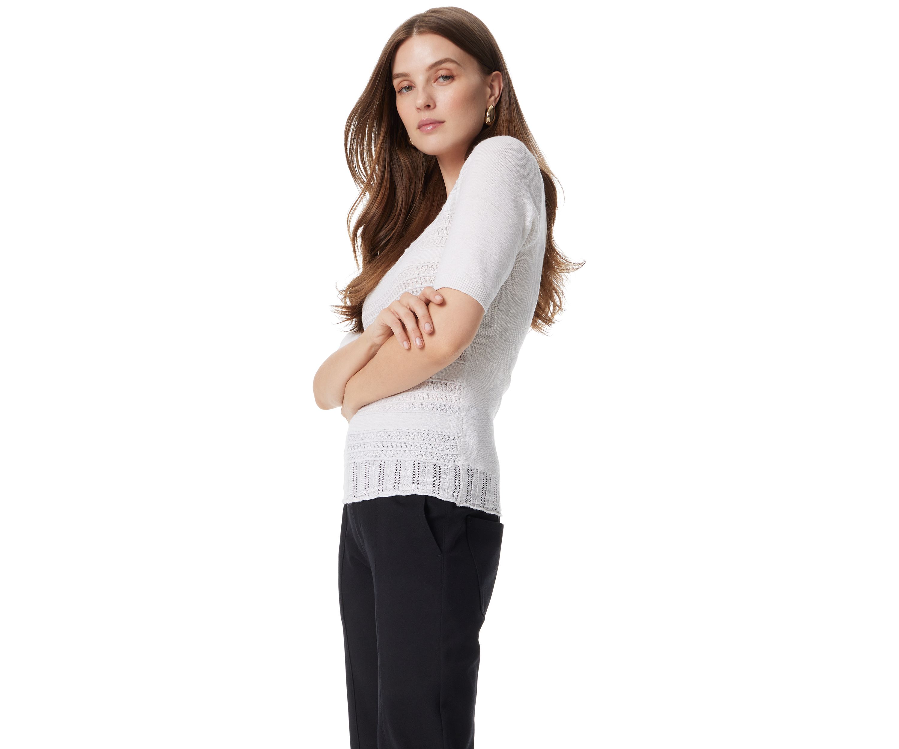 Womens Elbow Sleeve Averie Knit Top 