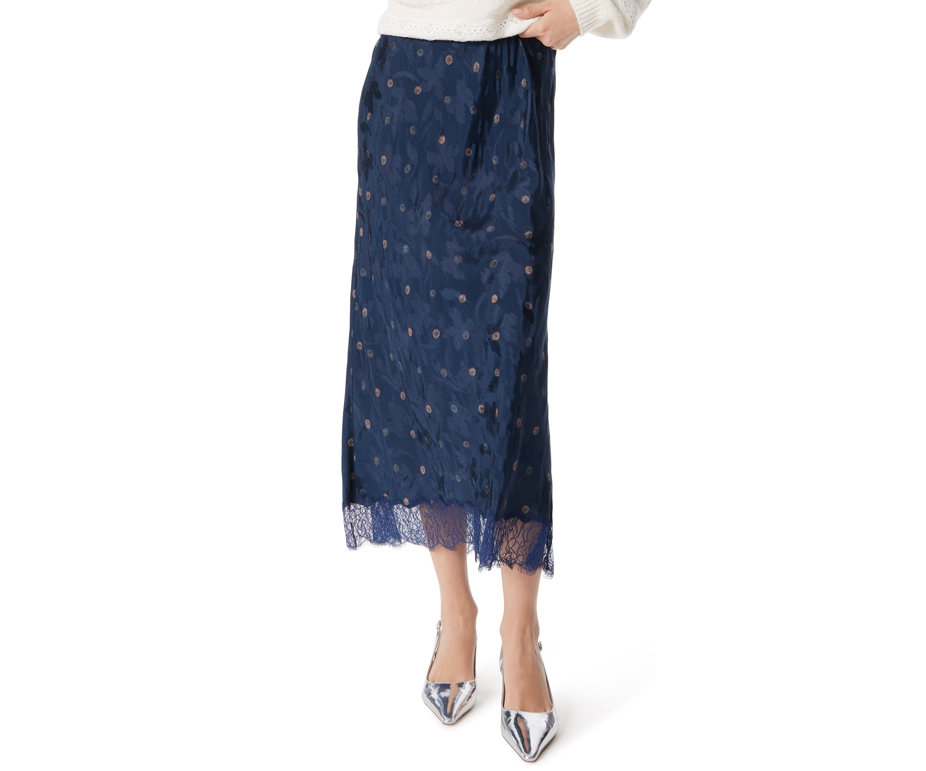 Womens Gracie Satin Midi Skirt 