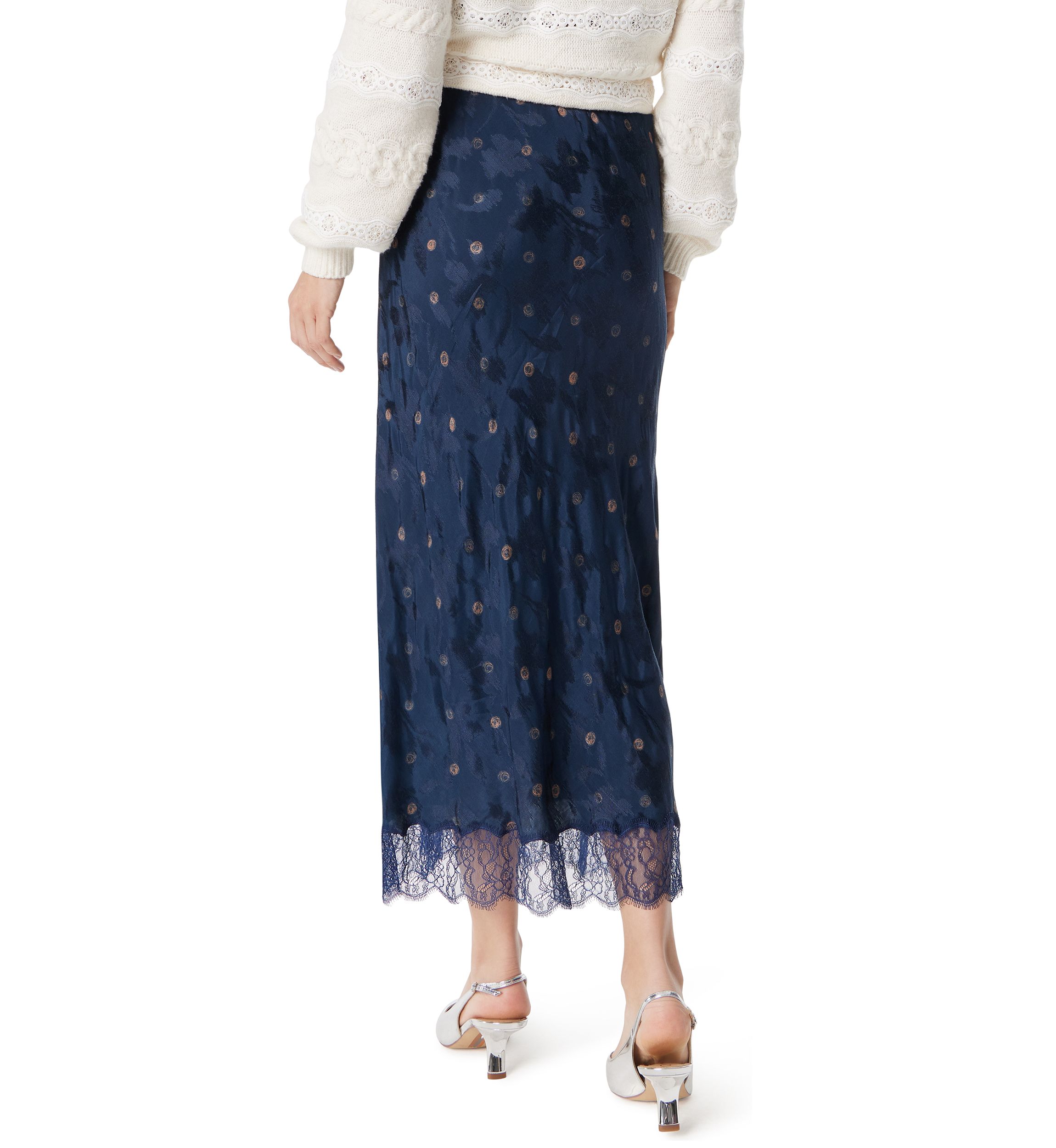 Womens Gracie Satin Midi Skirt 