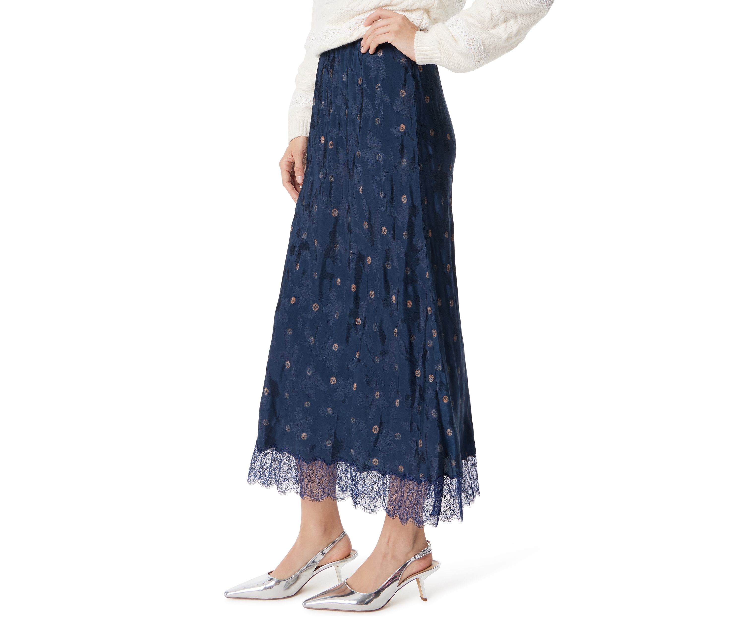 Womens Gracie Satin Midi Skirt 