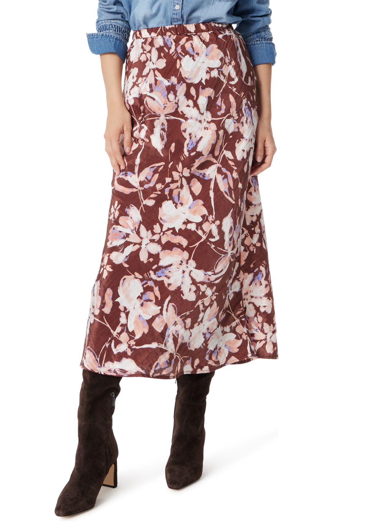 Womens Gracie Satin Midi Skirt