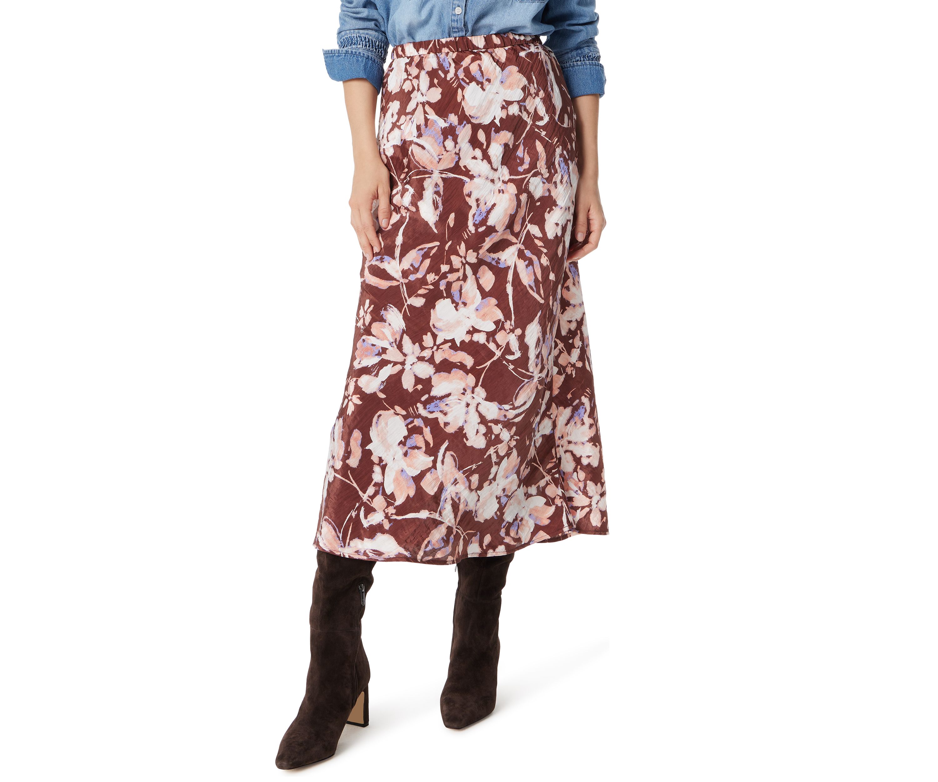 Womens Gracie Satin Midi Skirt