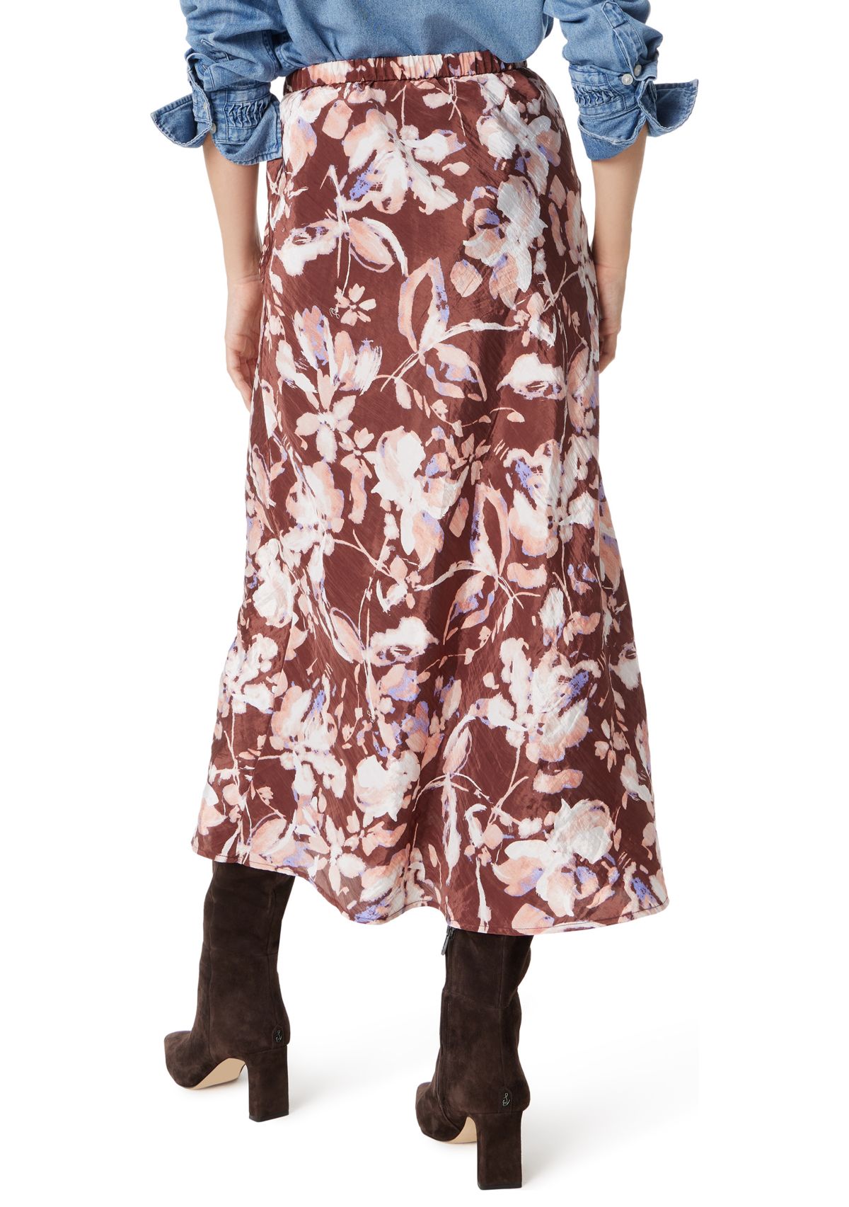 Womens Gracie Satin Midi Skirt