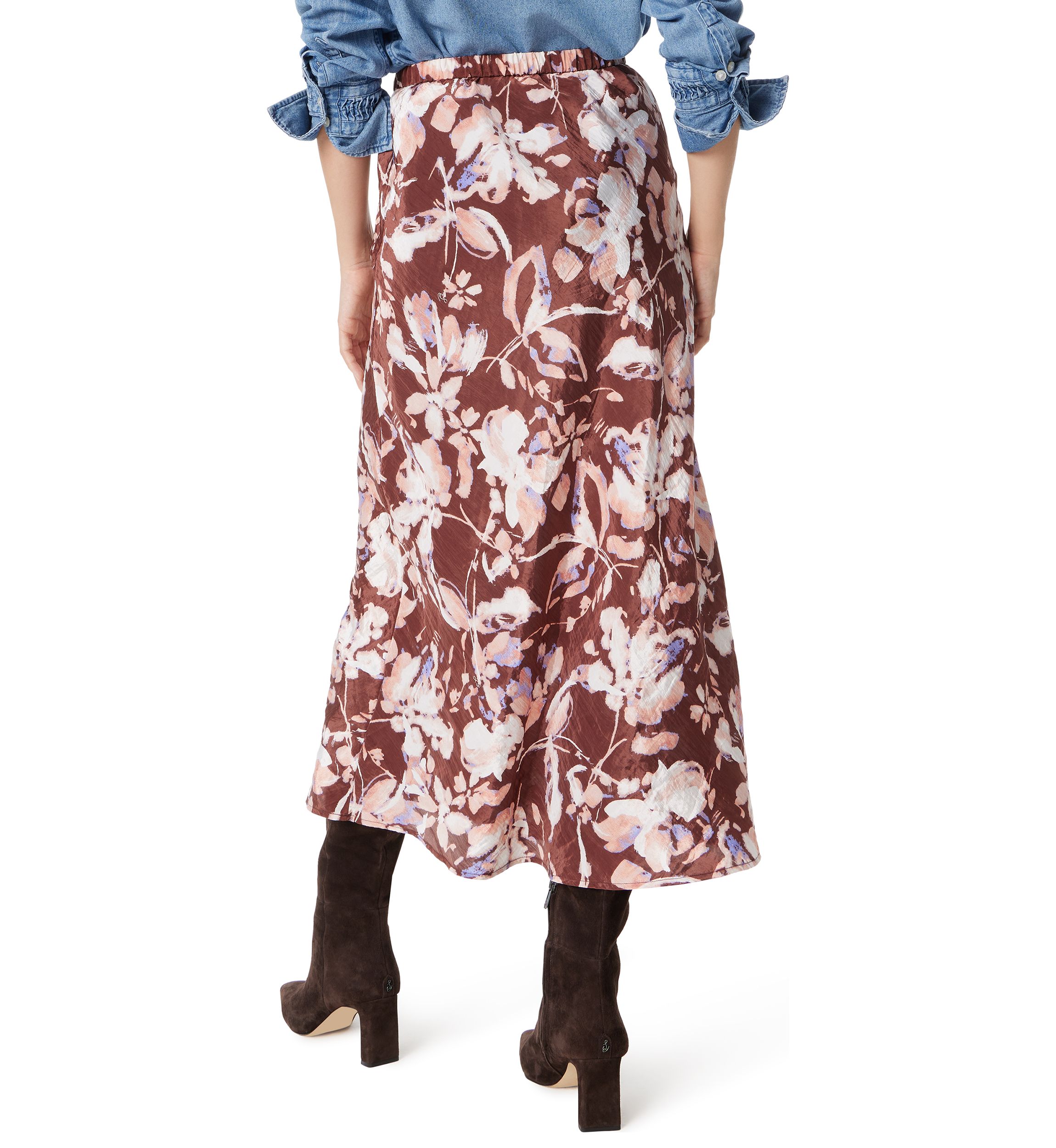 Womens Gracie Satin Midi Skirt