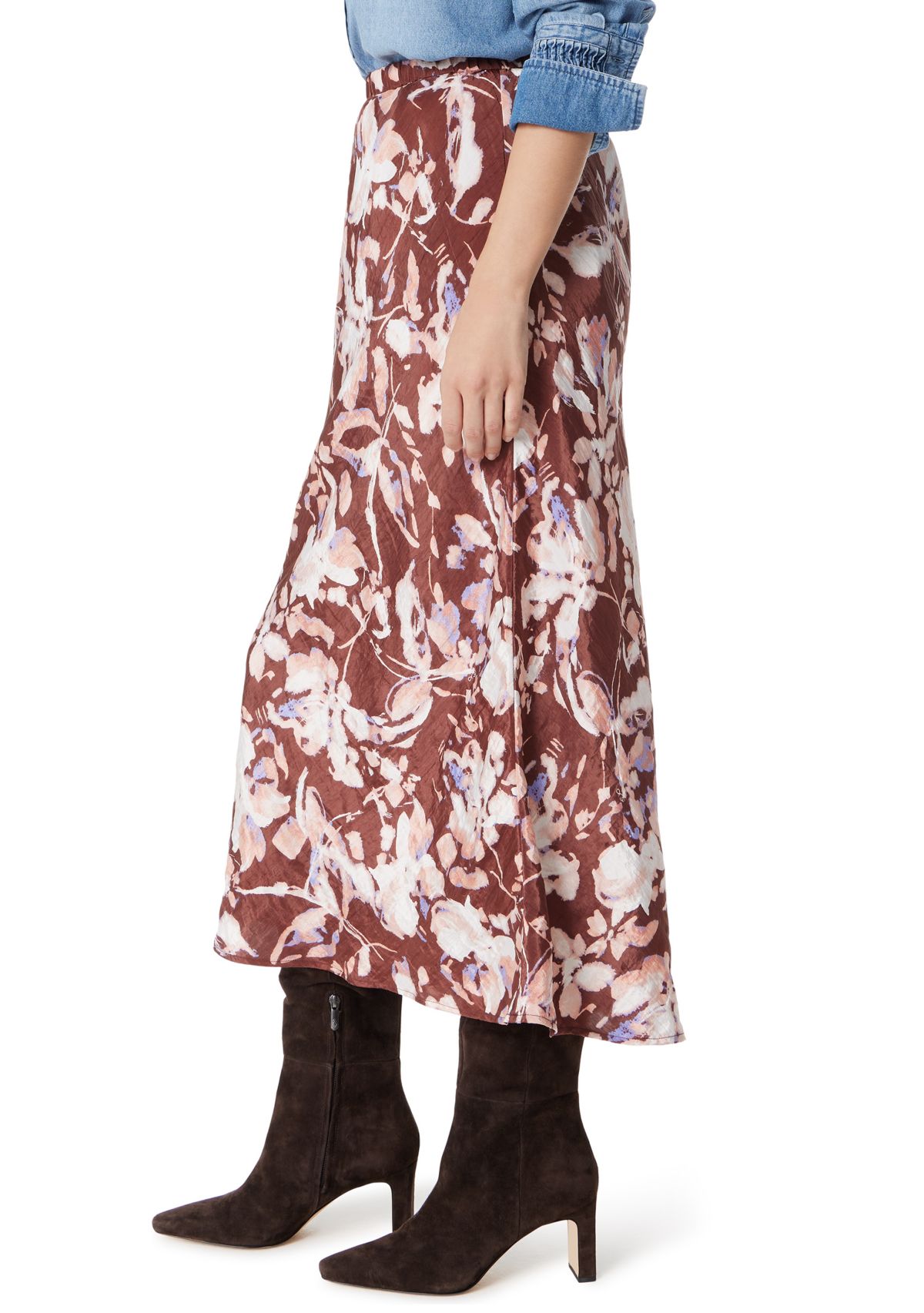 Womens Gracie Satin Midi Skirt