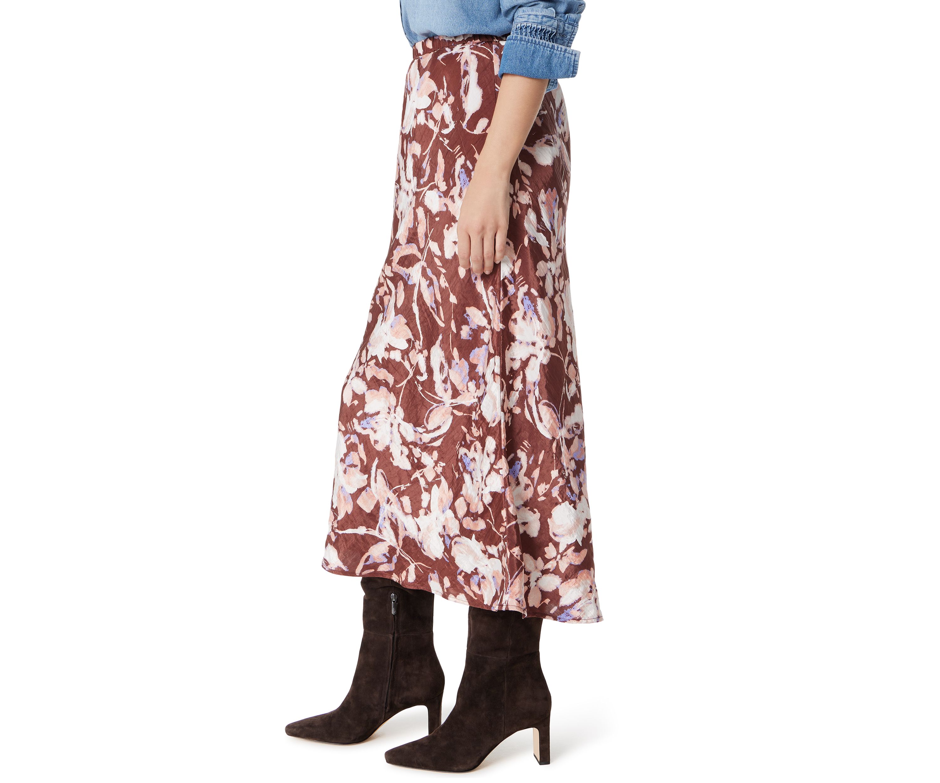 Womens Gracie Satin Midi Skirt