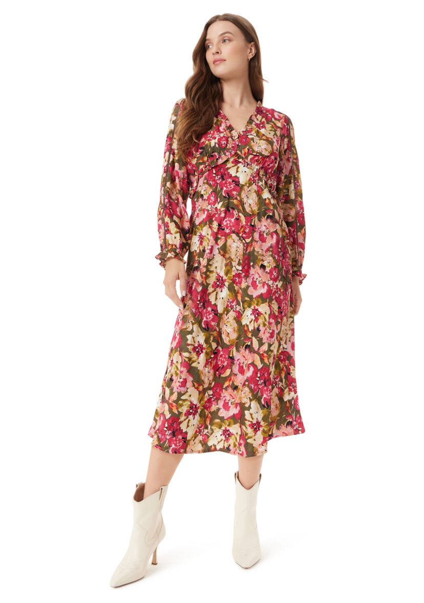 Womens Illora Ruffle Detail Midi Dress