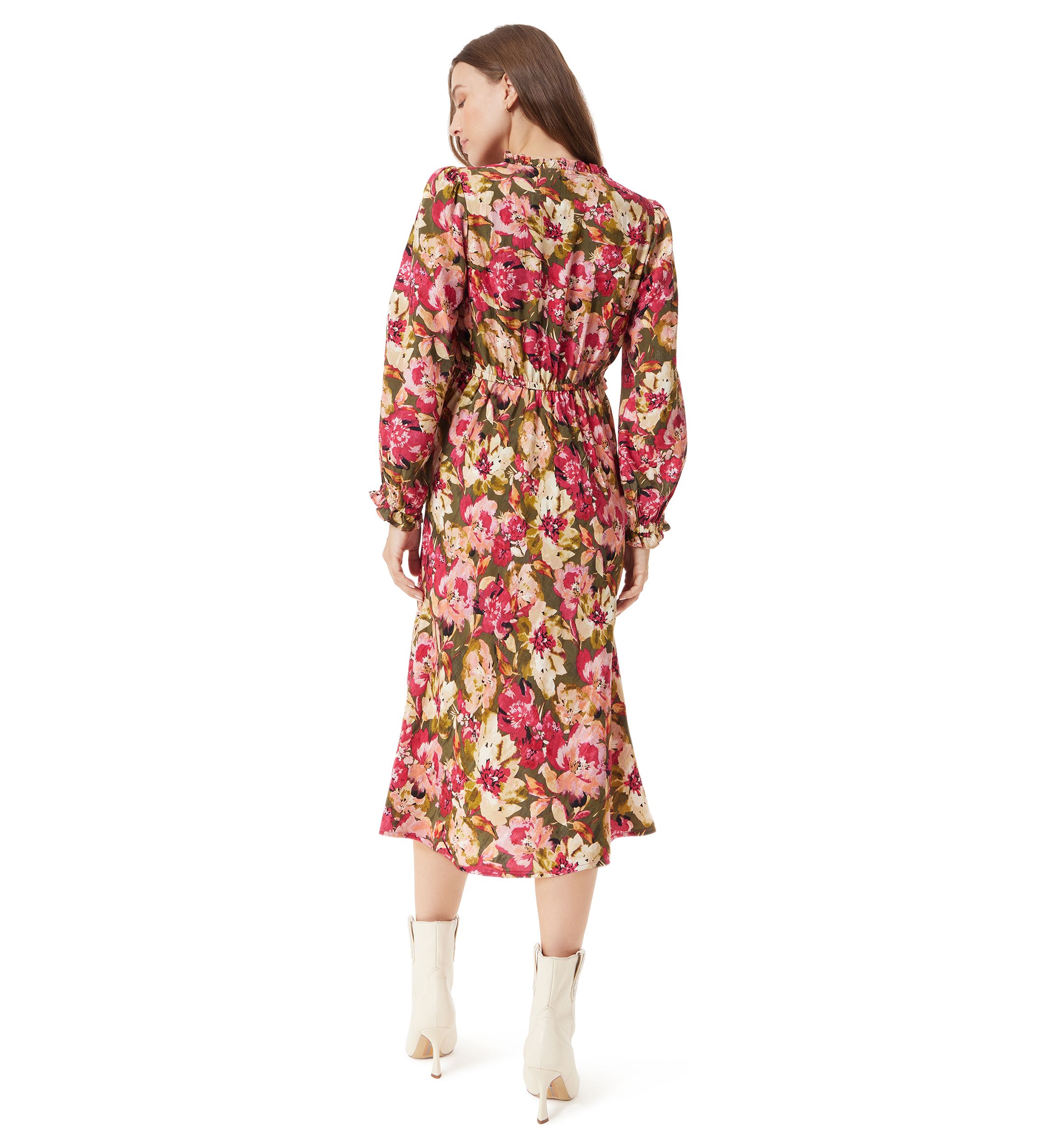 Womens Illora Ruffle Detail Midi Dress