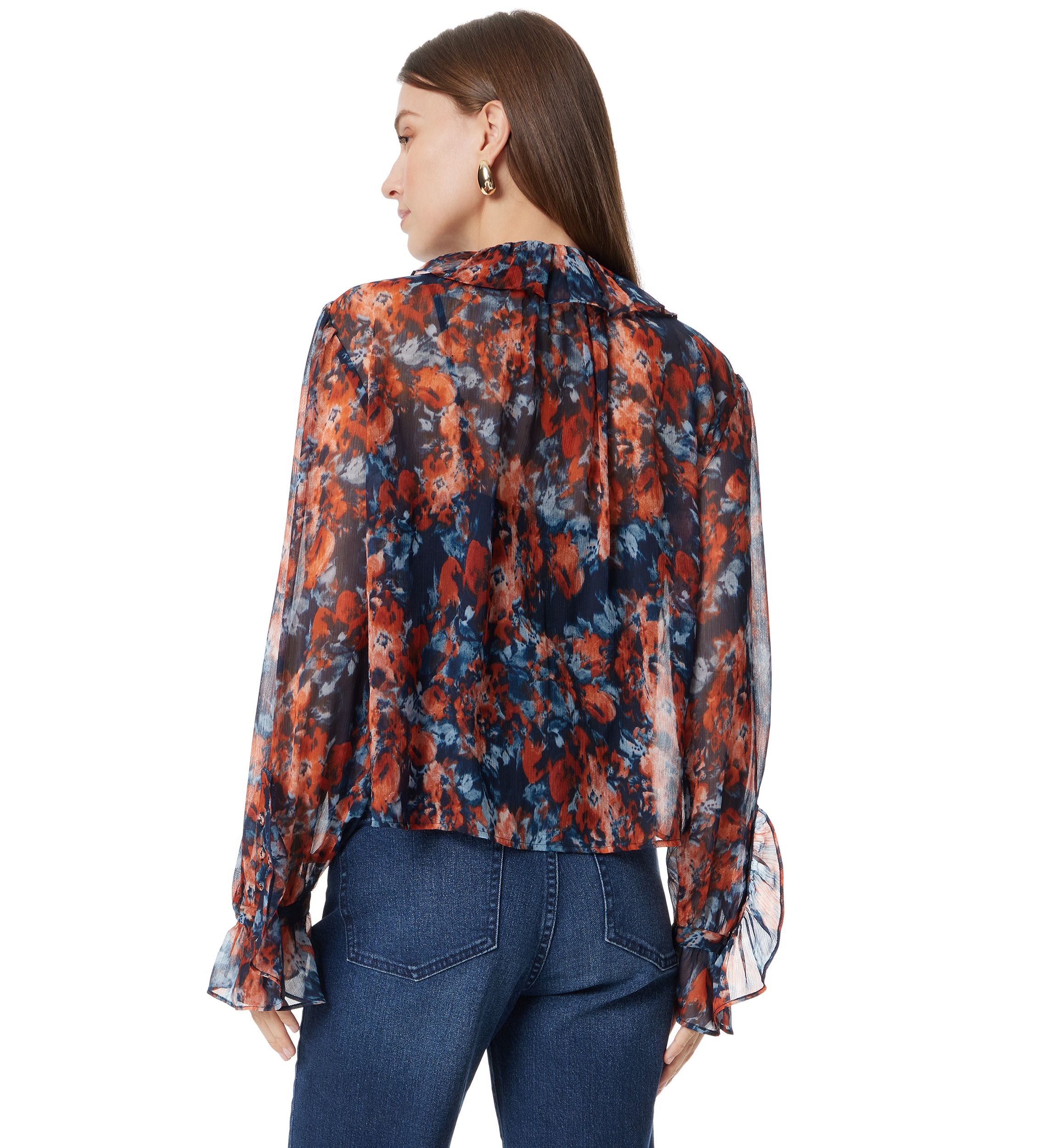 Womens Jasleen Long Sleeve Ruffle Top