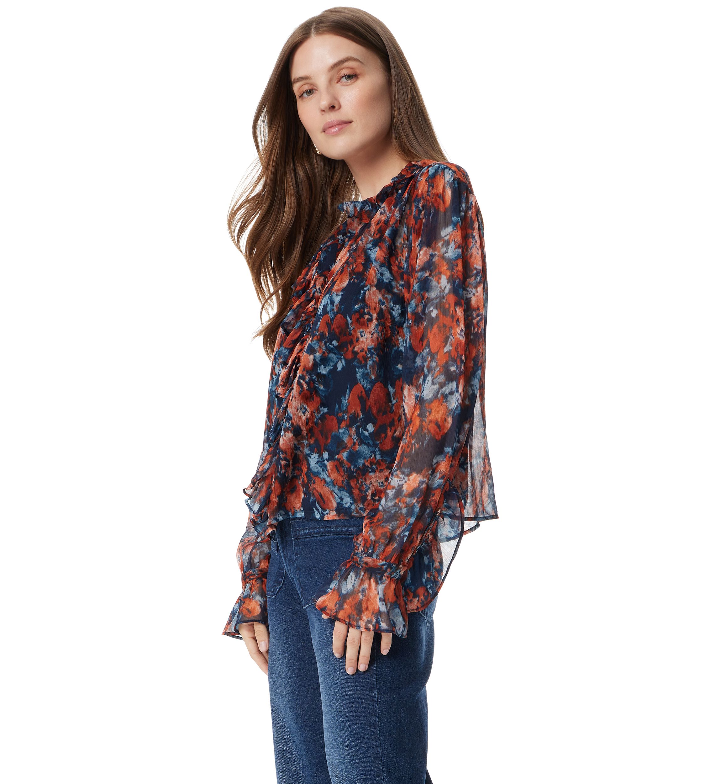 Womens Jasleen Long Sleeve Ruffle Top
