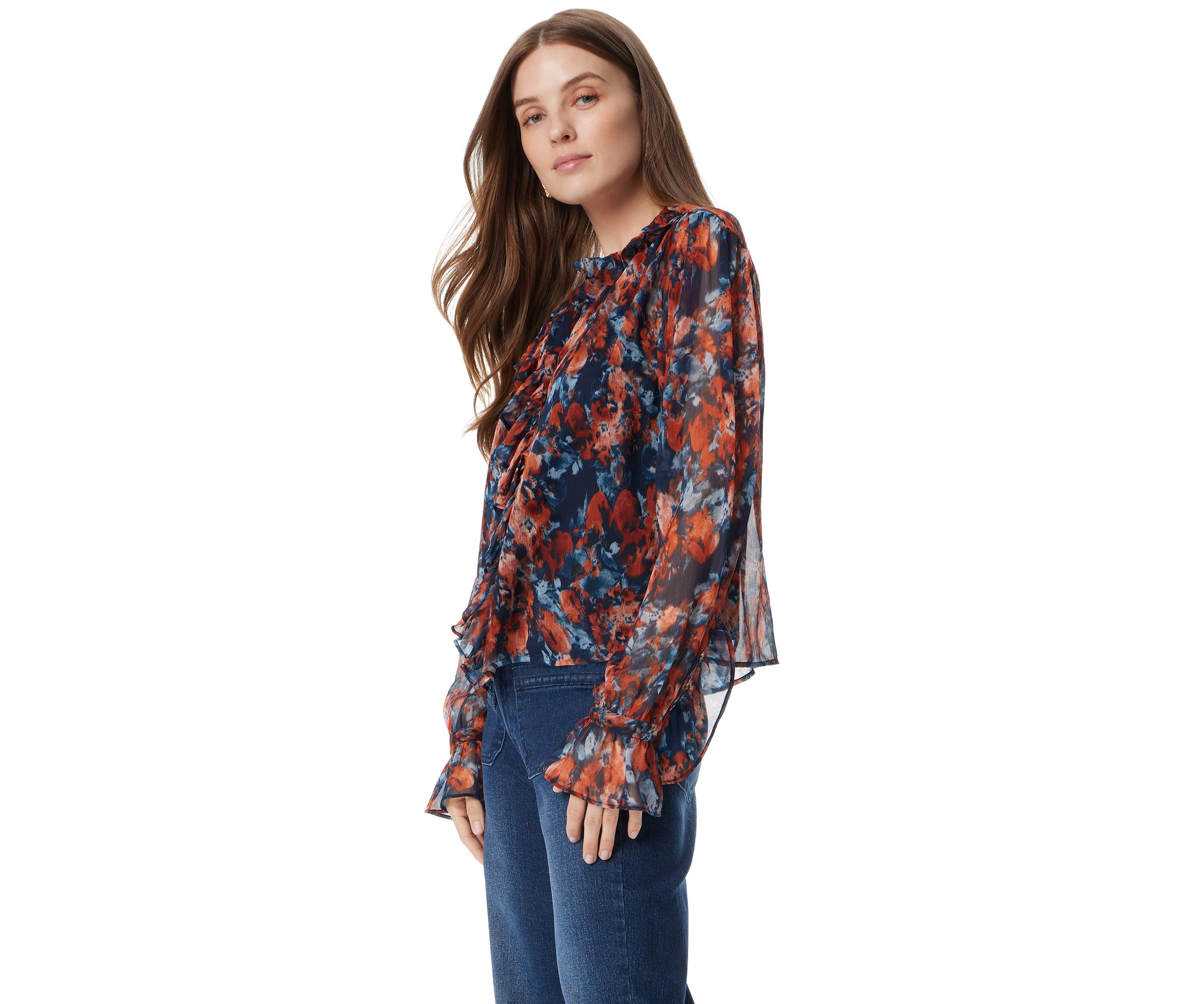 Womens Jasleen Long Sleeve Ruffle Top