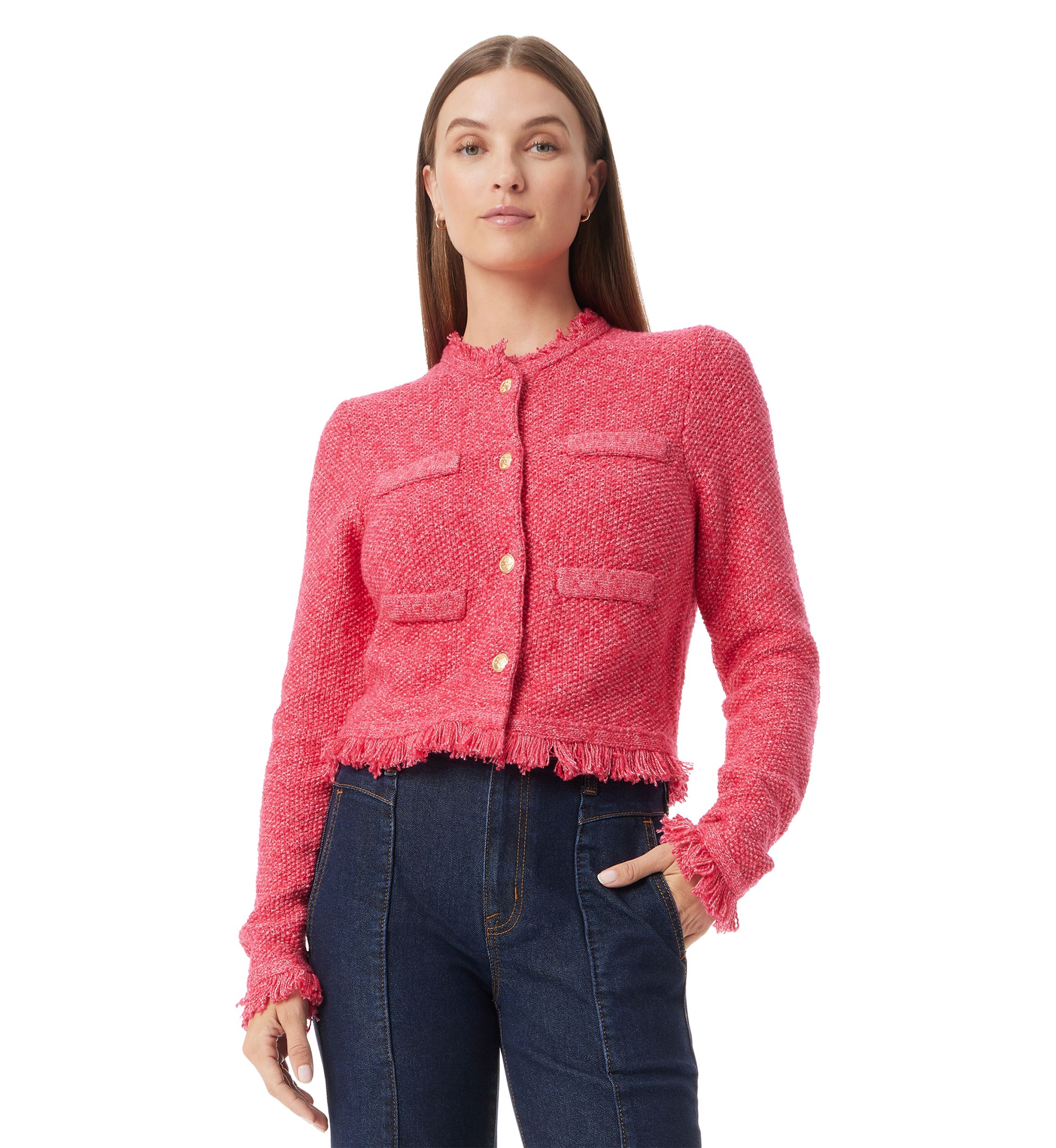 Womens Indria Fringe Button Front Peacoat