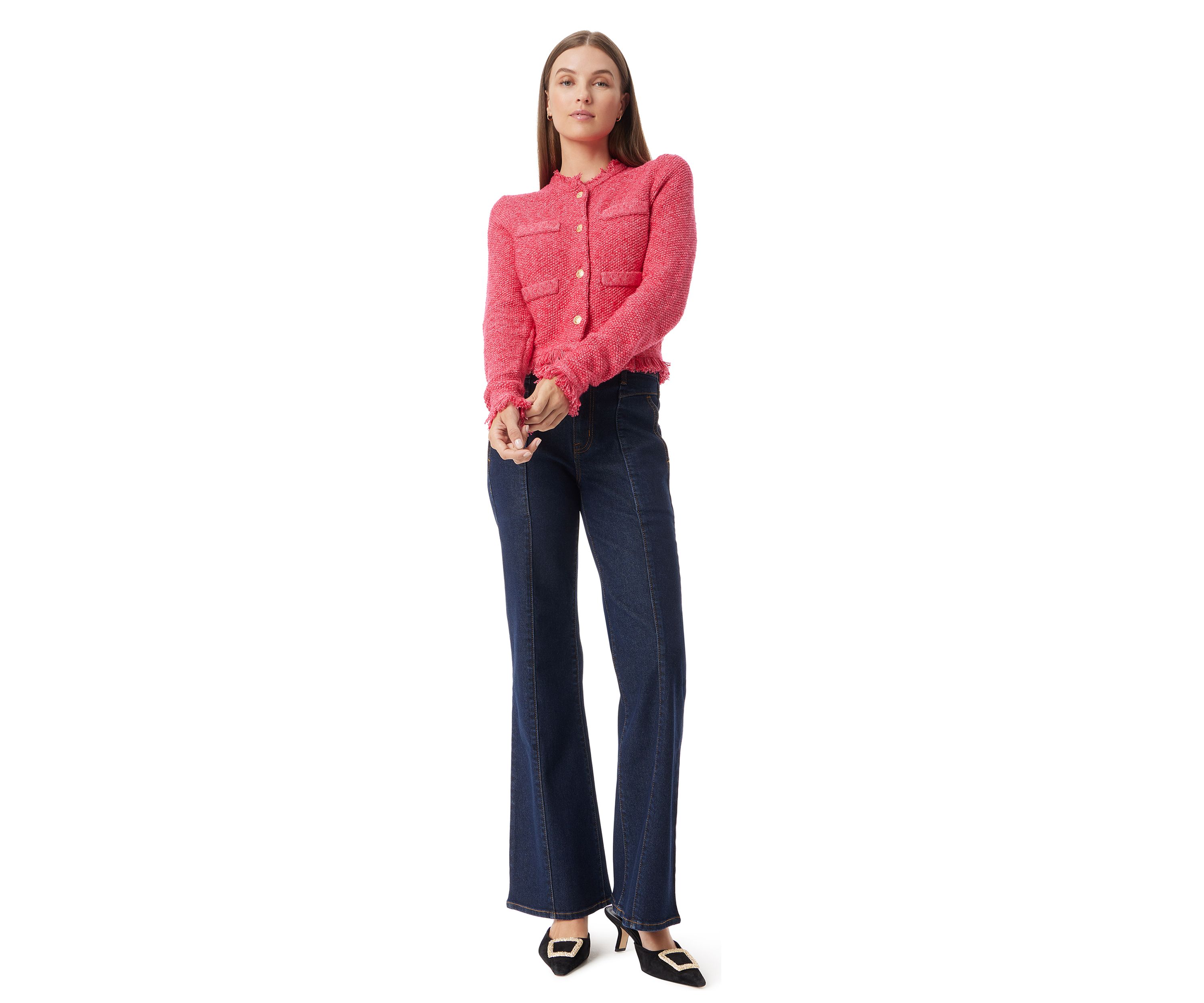 Womens Indria Fringe Button Front Peacoat