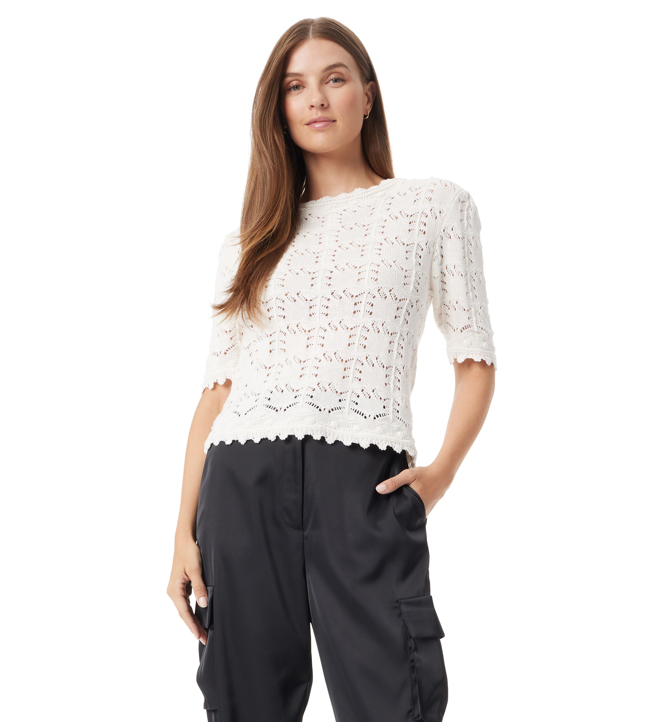 Womens Novelty Stitch Crew Neck Top