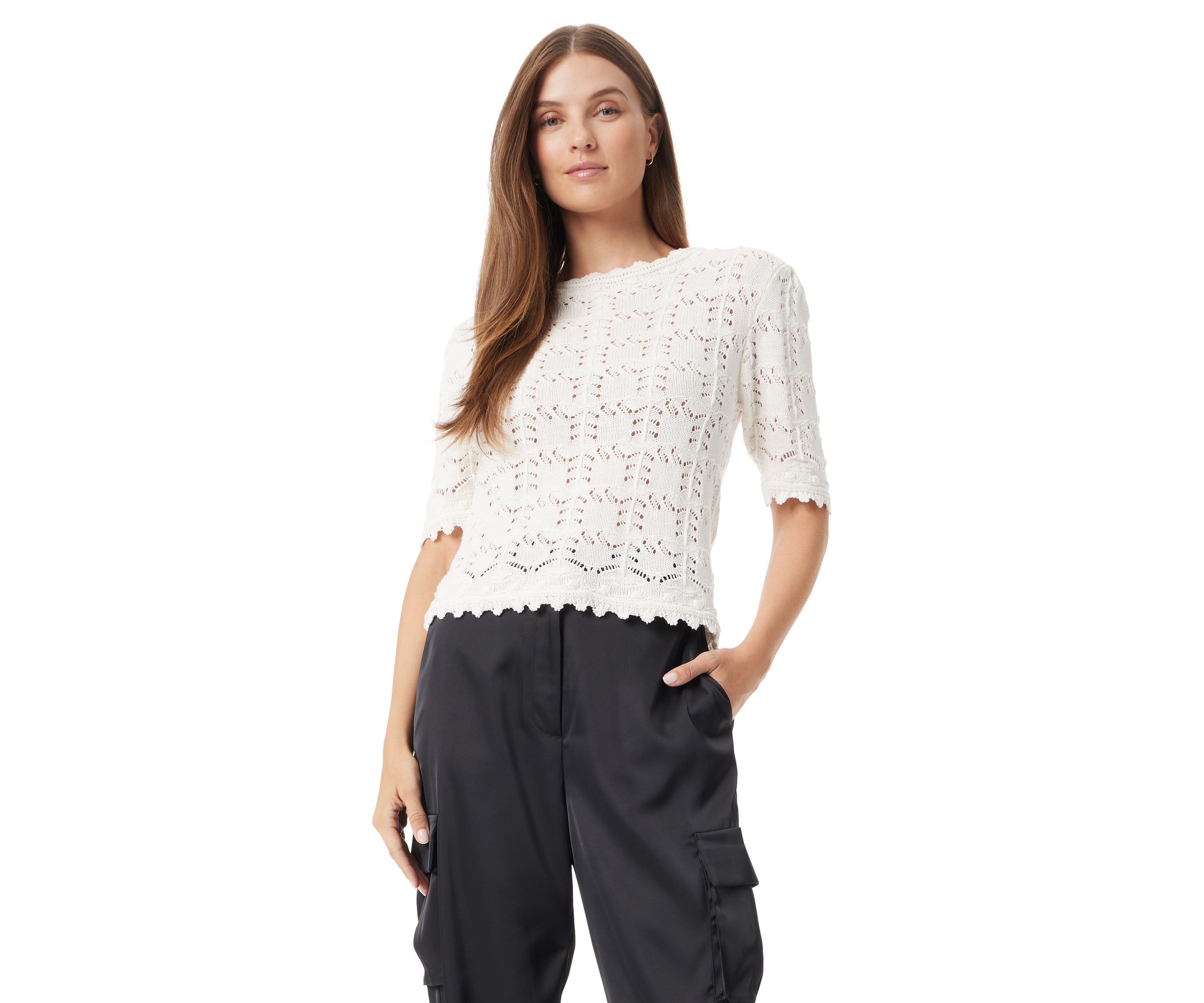 Womens Novelty Stitch Crew Neck Top