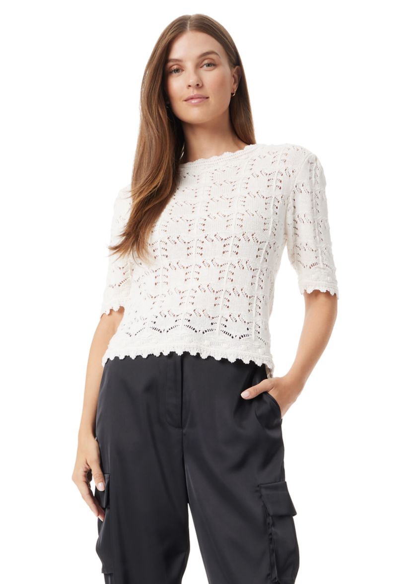 Womens Novelty Stitch Crew Neck Top