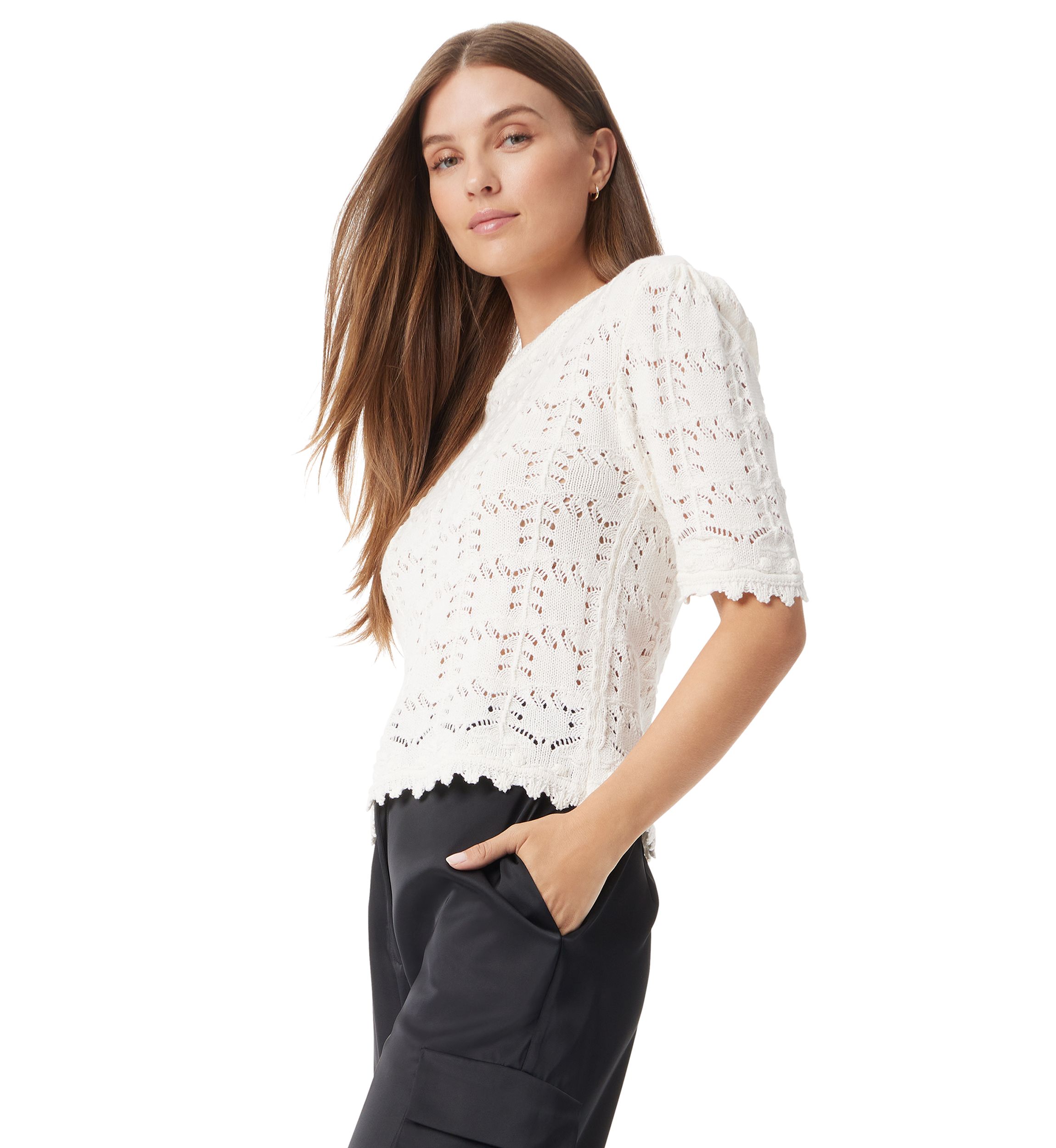 Womens Novelty Stitch Crew Neck Top