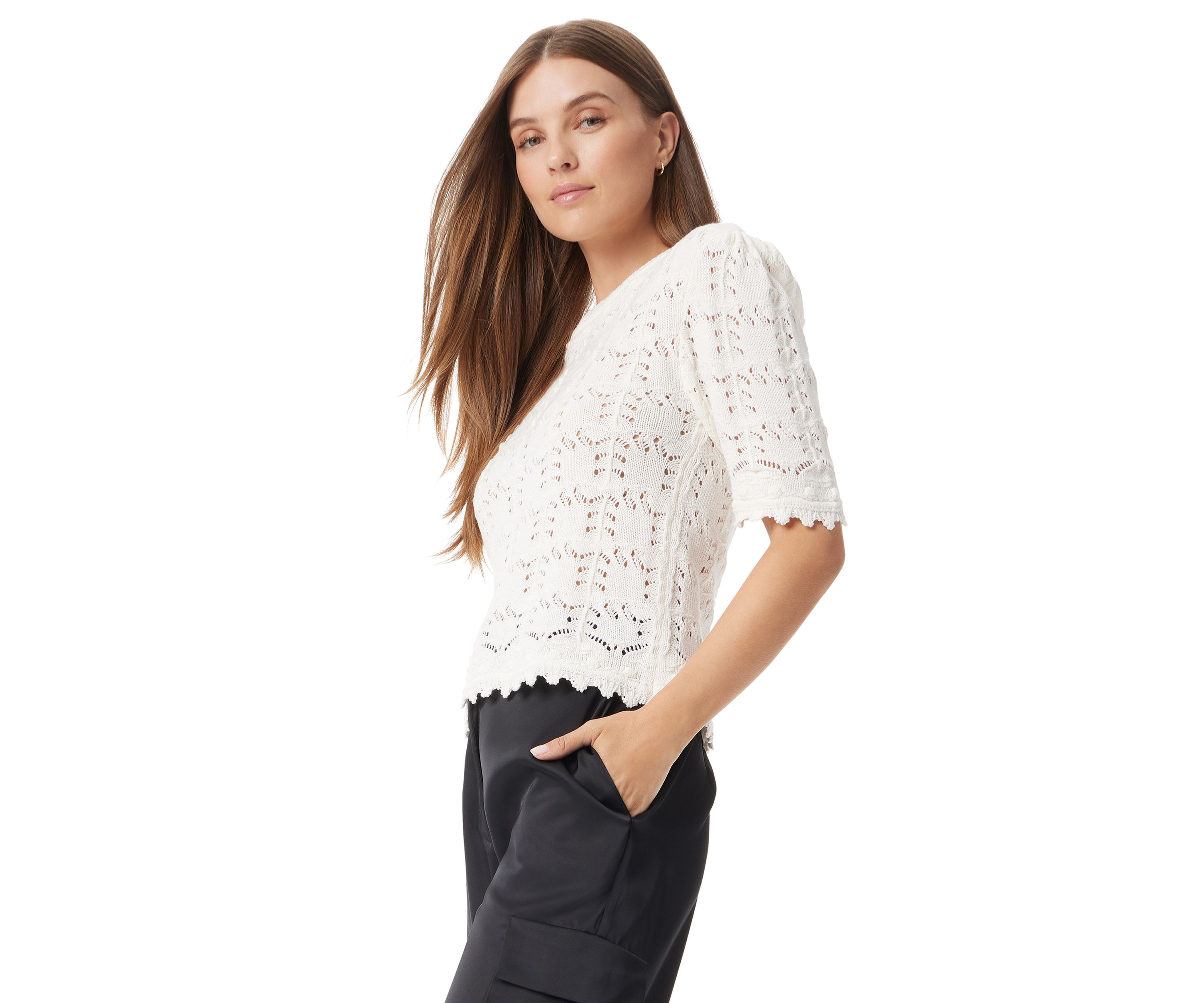 Womens Novelty Stitch Crew Neck Top