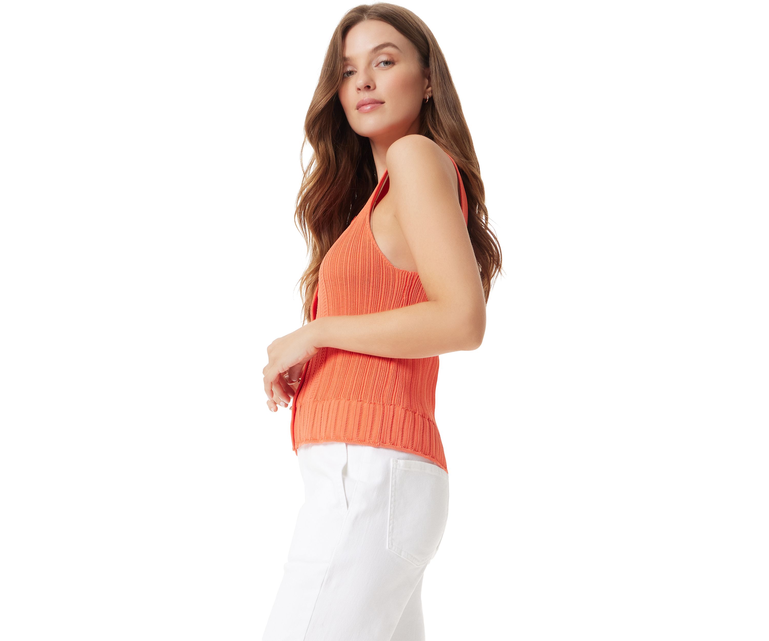 Womens Sable Scalloped Trim Top