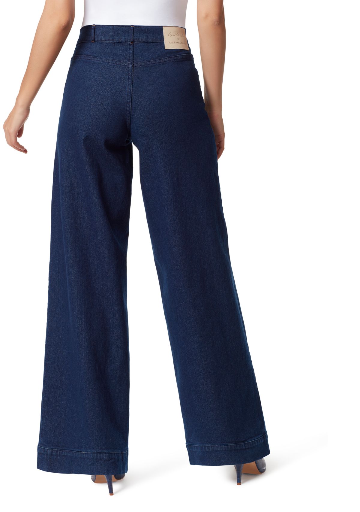 Womens Wide Leg Jeans with Patch Pockets