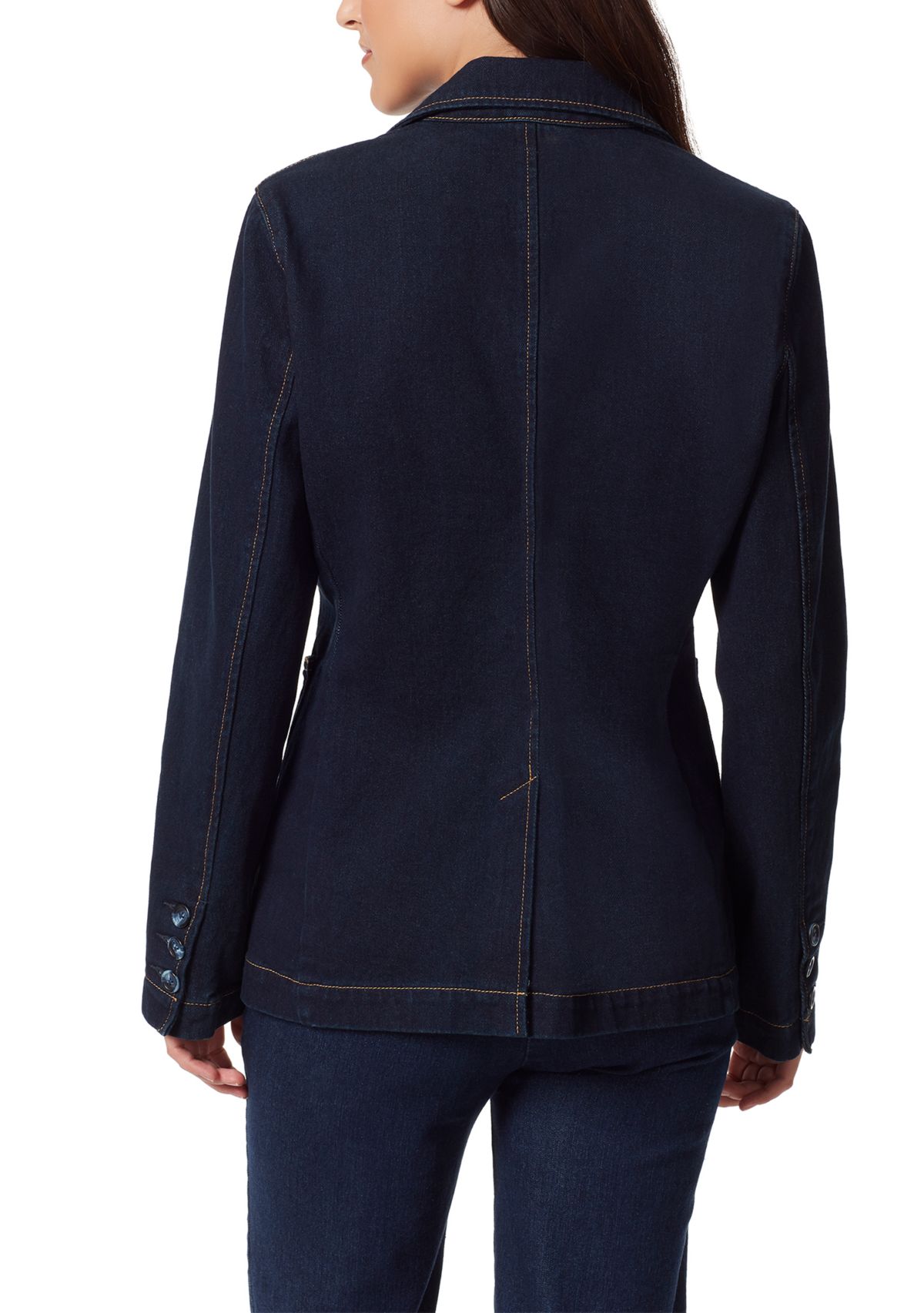 Womens Denim Blazer with Patch Pockets