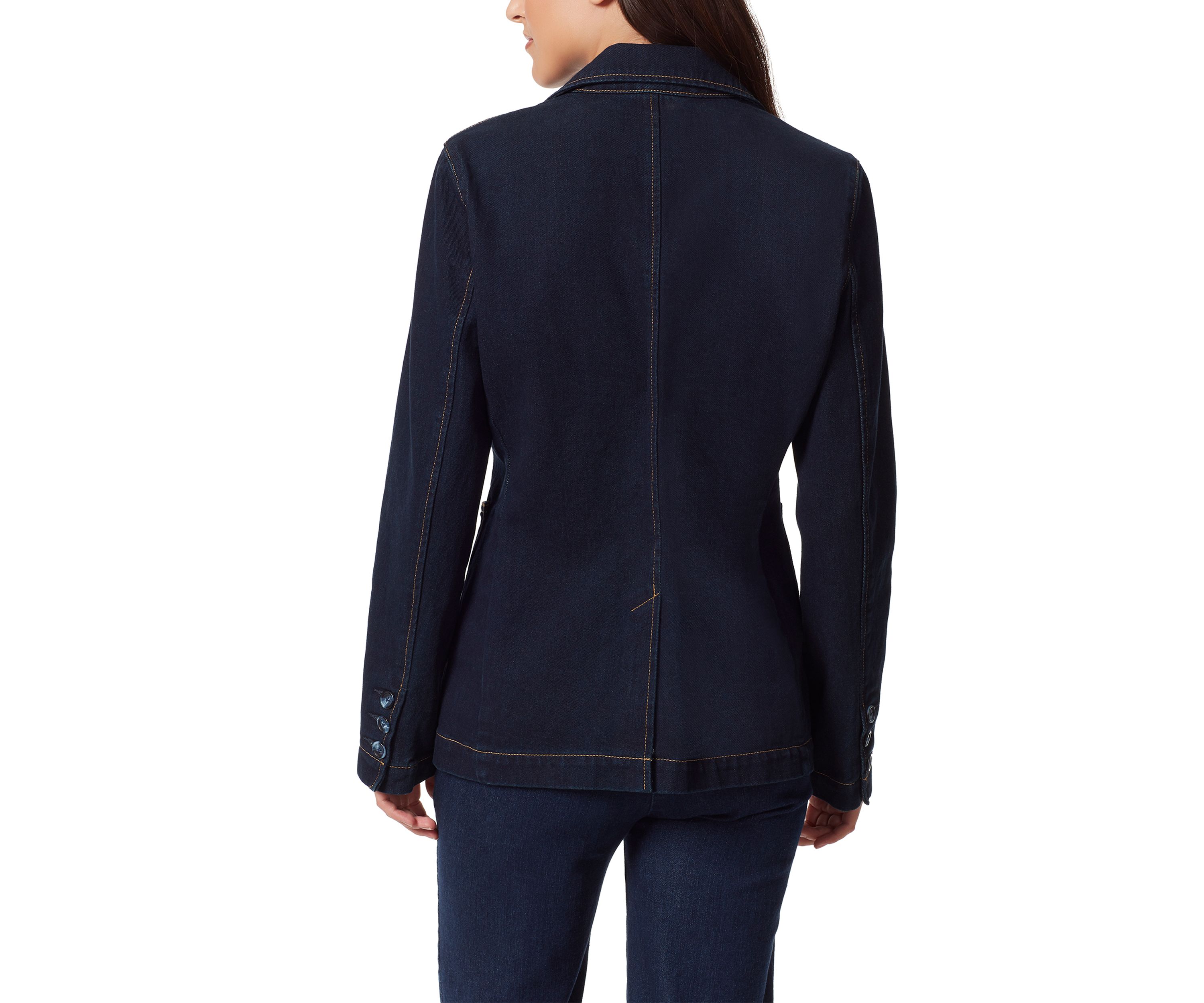 Womens Denim Blazer with Patch Pockets